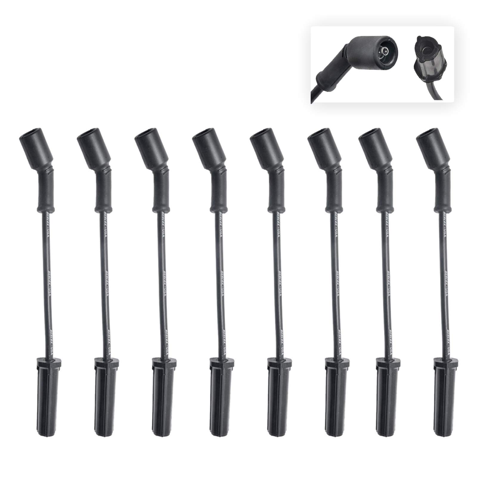 Herko B058 Ignition Coil Set of 8 with WGM48 Spark Plug Wires - Compatible with Ford, Chevy, Dodge - Perfect for Engine Tune-Ups & Performance Upgrades