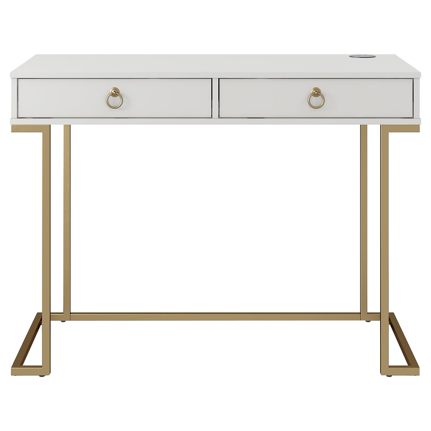 CosmoLiving by Cosmopolitan Camila White Writing Desk - Modern Home Office Desk for Small Spaces, Study & Work from Home