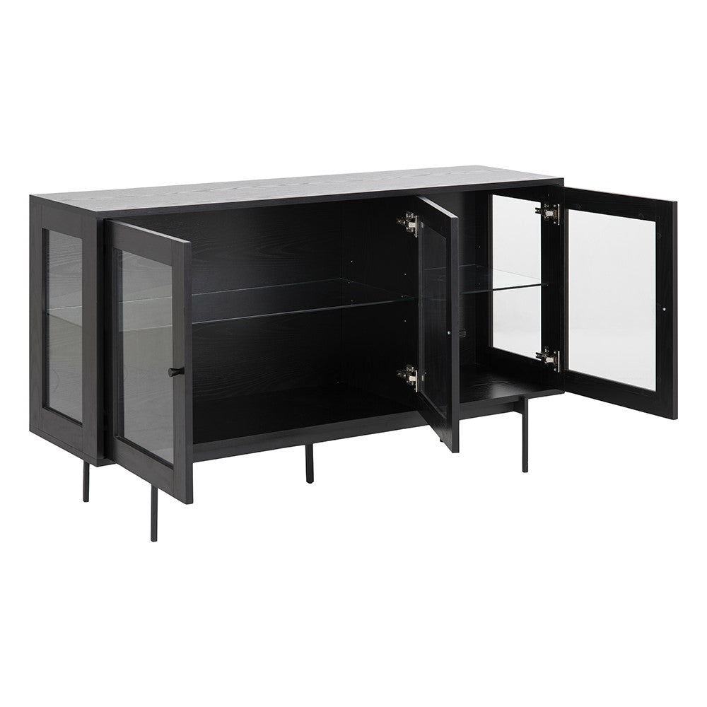 KREMAN 140cm Black Sideboard Buffet Cabinet - Modern Storage Solution for Dining Room, Living Room & Entryway