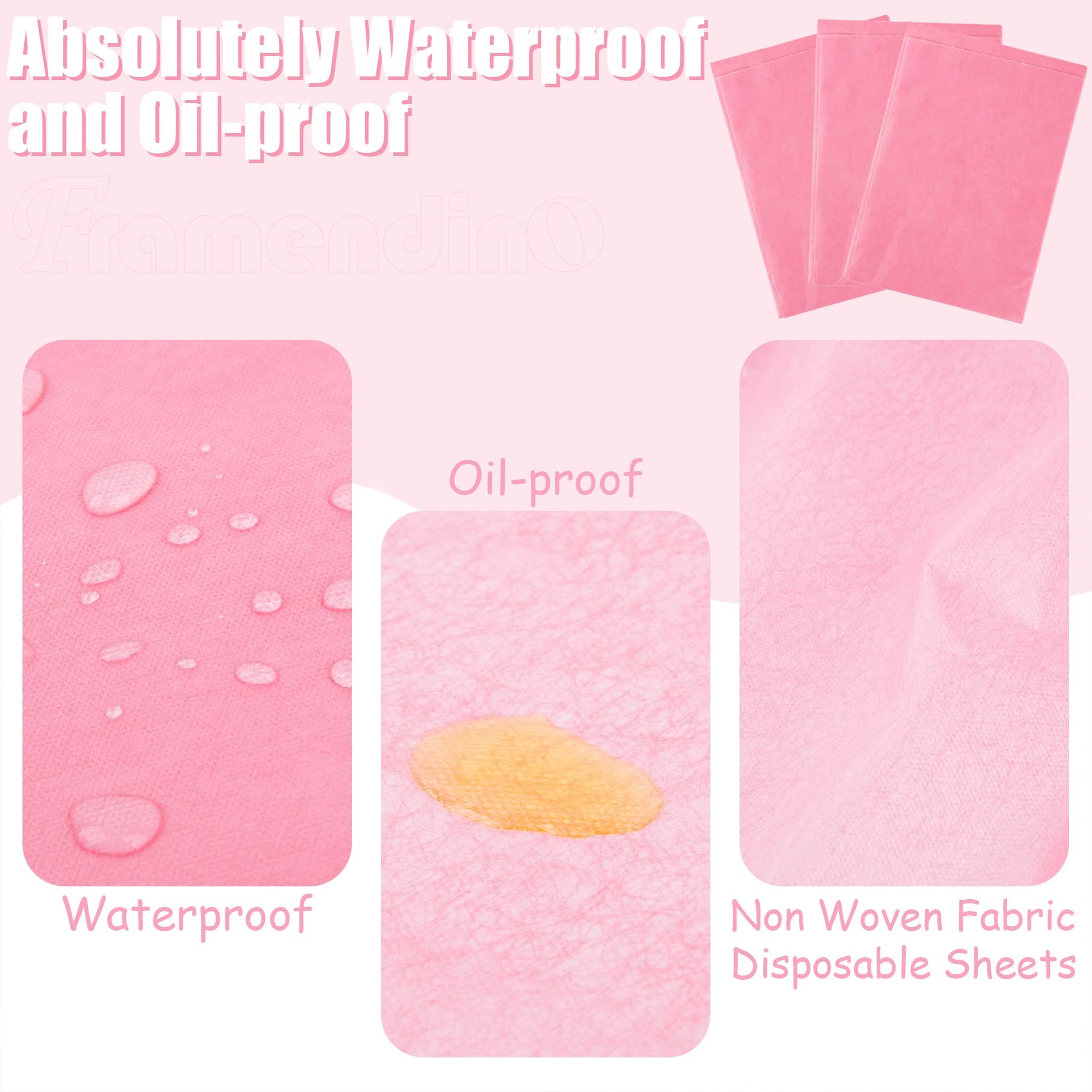 100 Pack Pink Disposable Massage Table Sheets - Waterproof Non-Woven Fabric, Breathable Bed Covers for Salon, Spa, Hotel & Lash Beds - Ideal for Facial Treatments, Massage Therapy & Beauty Services