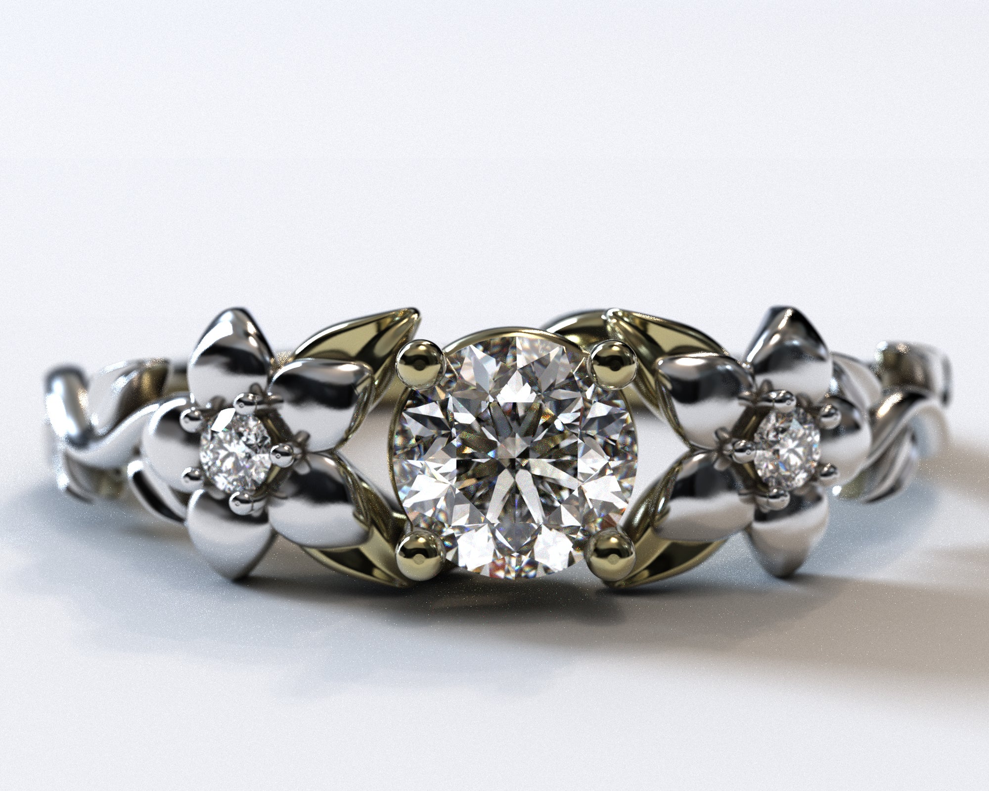 Two-Tone Gold Flower Engagement Ring for Women - Elegant Vintage Wedding Band, Perfect for Proposals, Anniversaries & Romantic Occasions