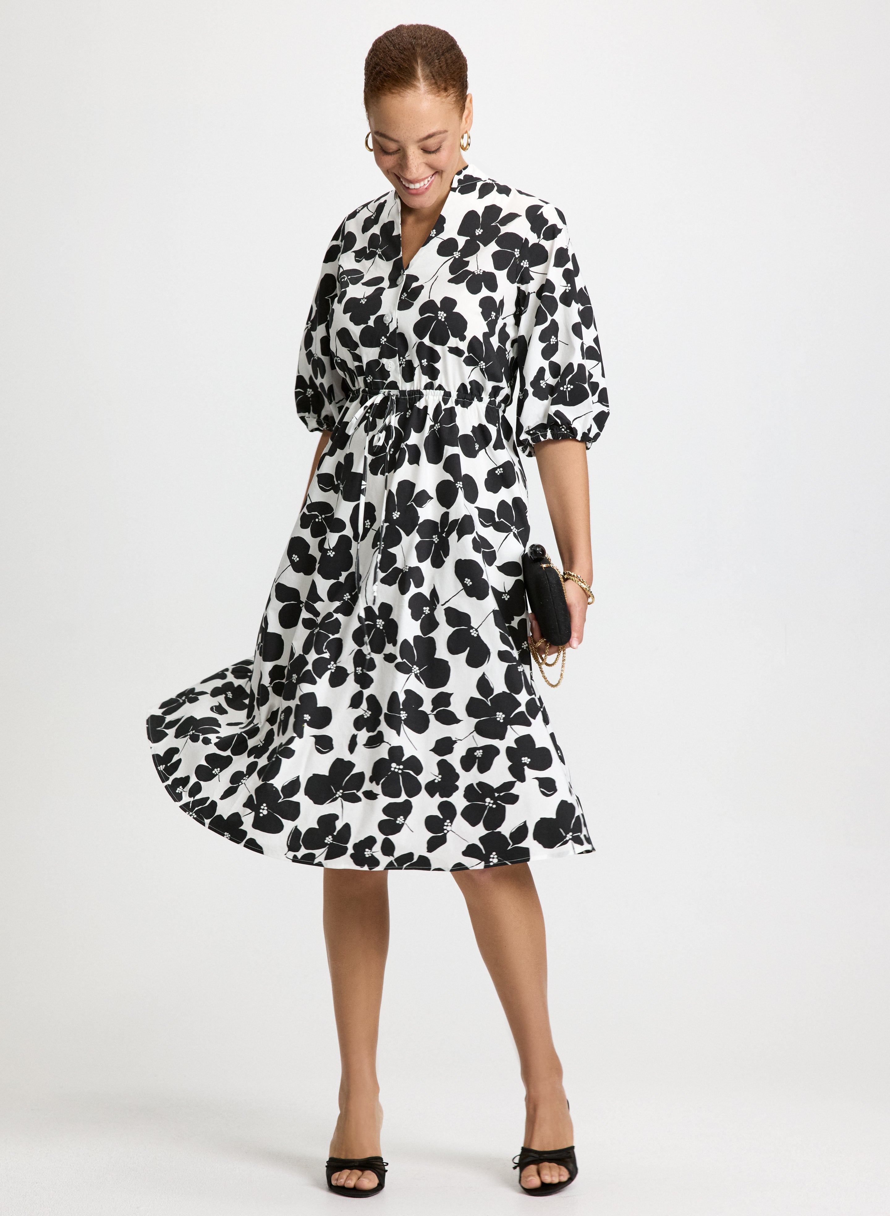 Floral Fit & Flare Dress for Women - Summer Floral Print A-Line Dress with Short Sleeves - Perfect for Weddings, Parties & Date Nights