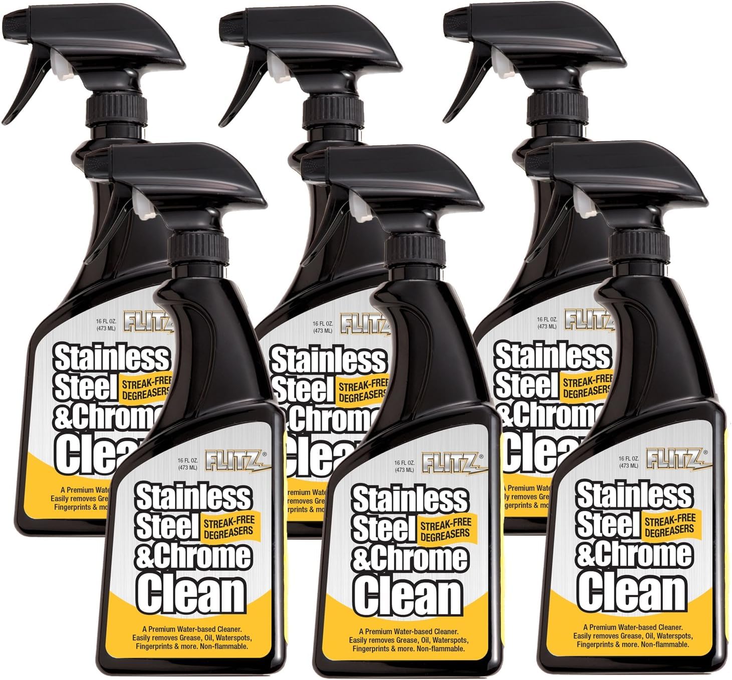 Flitz Stainless Steel Cleaner & Polish - 16 oz (6 Pack) | Streak-Free Shine for Appliances, Refrigerators, Dishwashers, Sinks, BBQ Grills & Ovens | Perfect for Kitchen Cleaning, Outdoor Grill Maintenance & Home Appliance Care