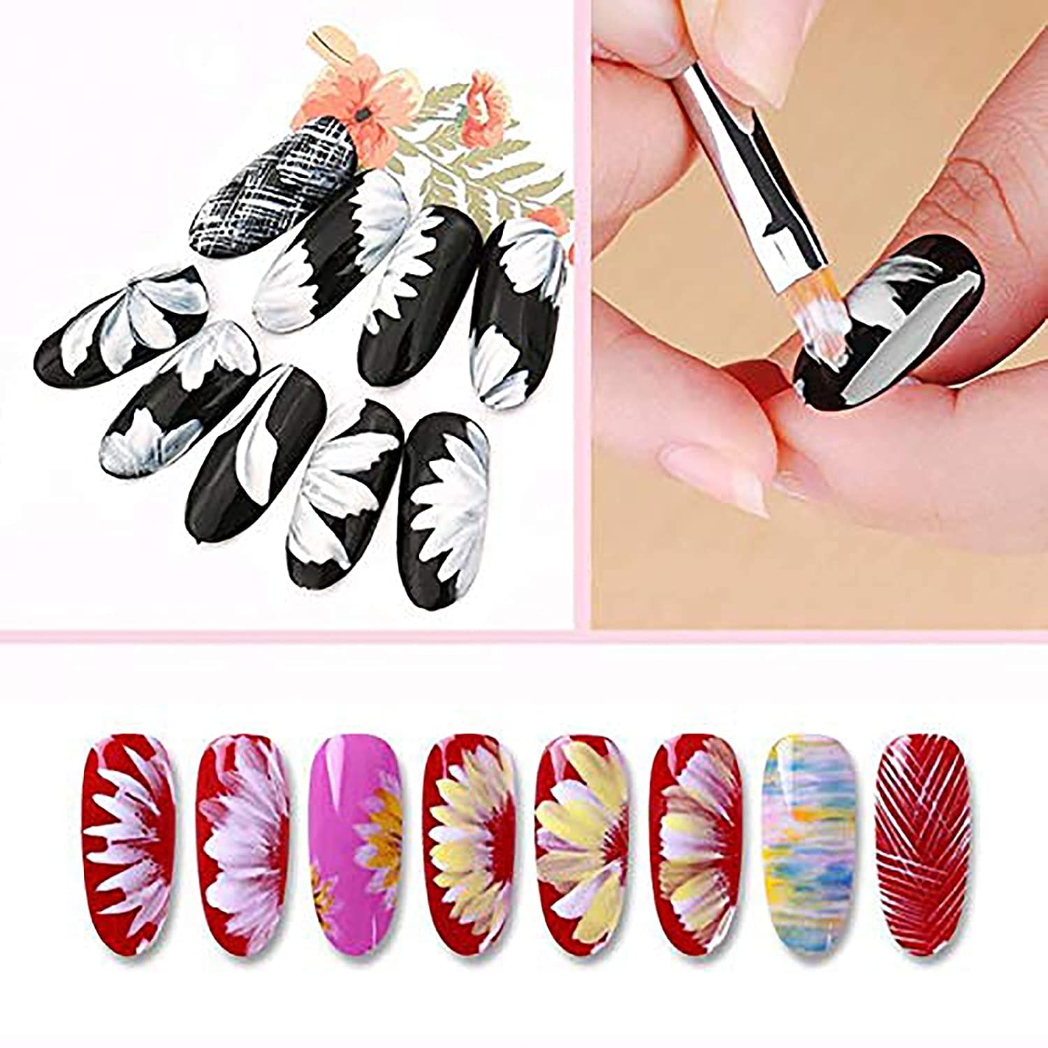 20-Piece Nail Art Pen Set with 5 Dual-End Dotting Tools & 15 Brushes for UV Gel Polish - Professional DIY Nail Design Kit for Manicure, Salon & Home Use