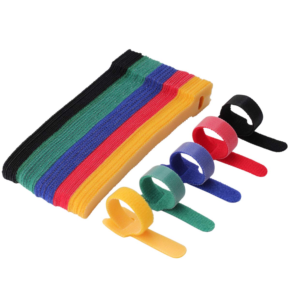 Reusable 6-Inch Multi-Purpose Cable Ties | Microfiber Fastening Straps for Headphones, Phones, Electronics & PC Wire Management (5 Colors) | Perfect for Home Office, Travel & DIY Organization