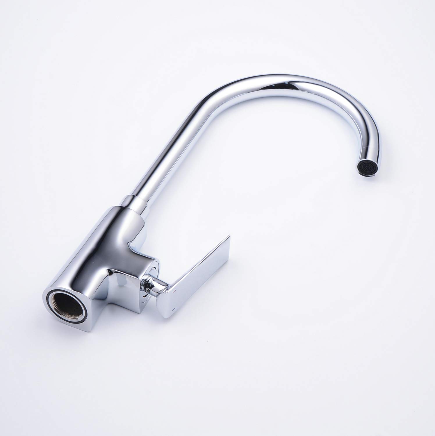 Leekayer Single Handle High Arc Chrome Kitchen Sink Faucet - Left Square 1 Hole Commercial Deck Mount Tap for Restaurant & Home Kitchen Use