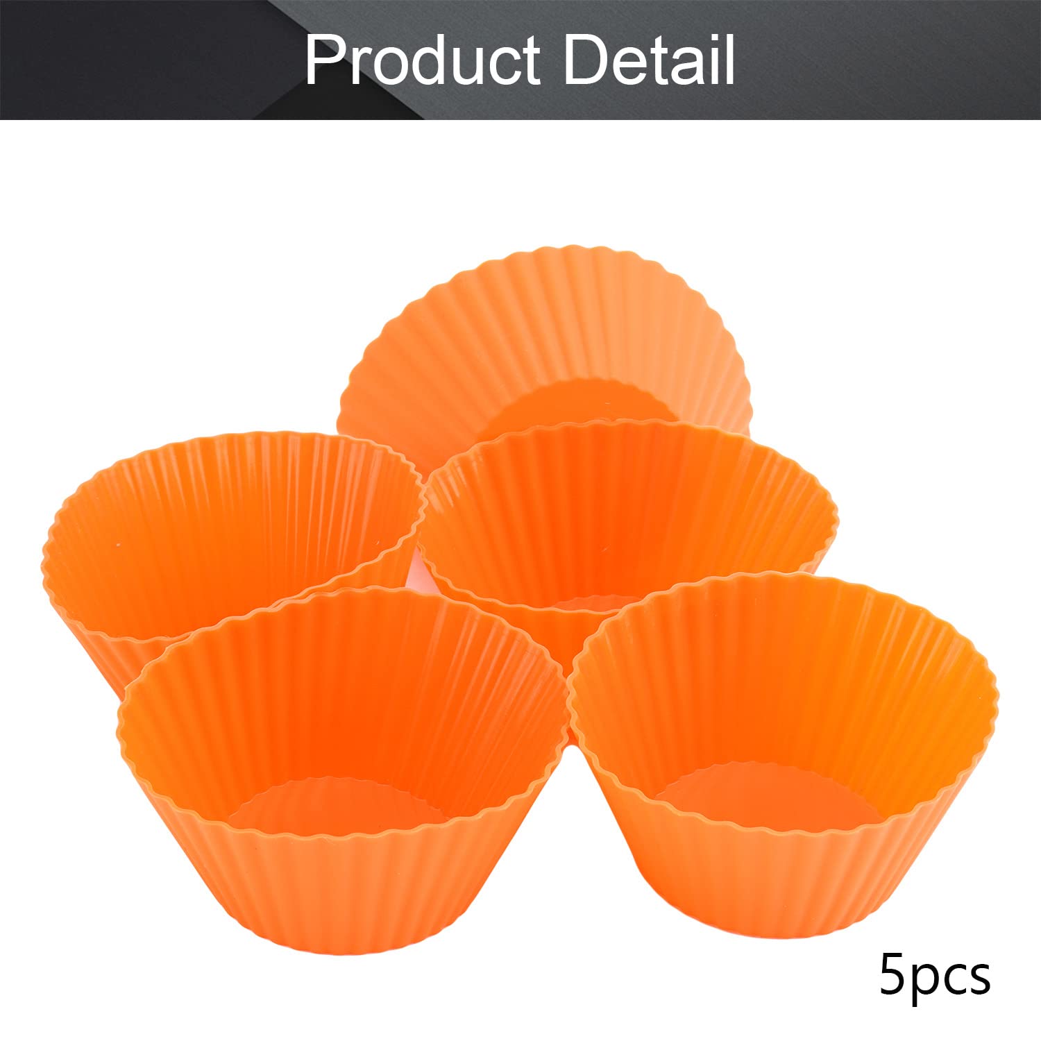 Utoolmart Reusable Silicone Baking Cups - 5-Piece Non-Stick Orange Cupcake Molds for Halloween, Christmas & Party Baking | Perfect for Muffins, Cupcakes & Dessert Displays