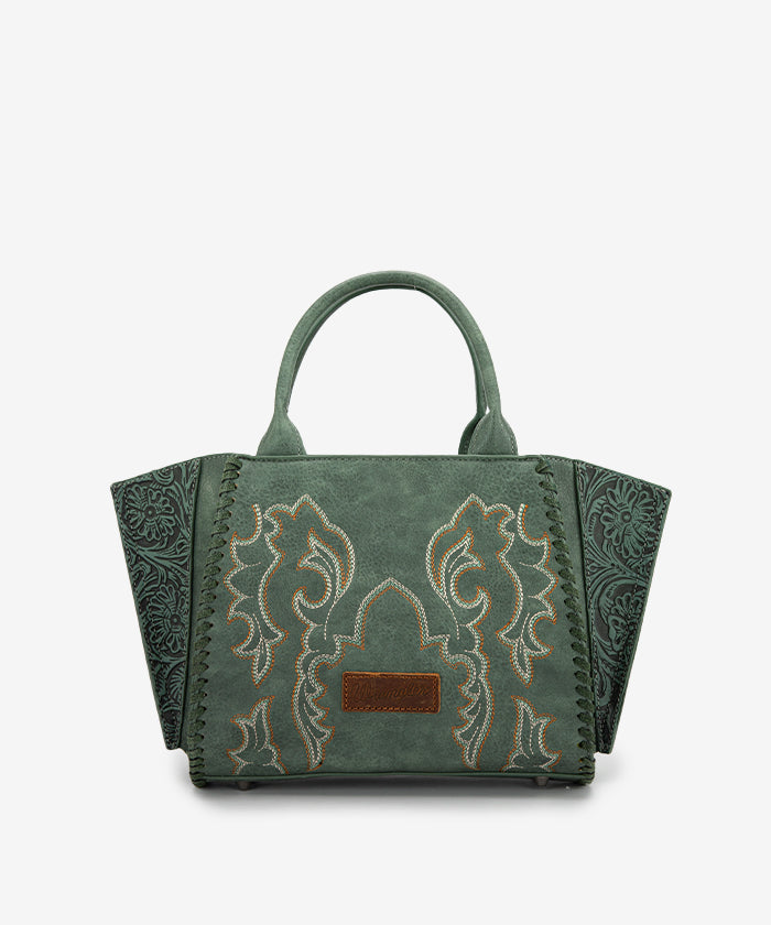 Wrangler Embroidered Western Boot Scroll Tote Bag Set - Perfect for Cowgirl Fashion, Rodeo Events & Country Outfits