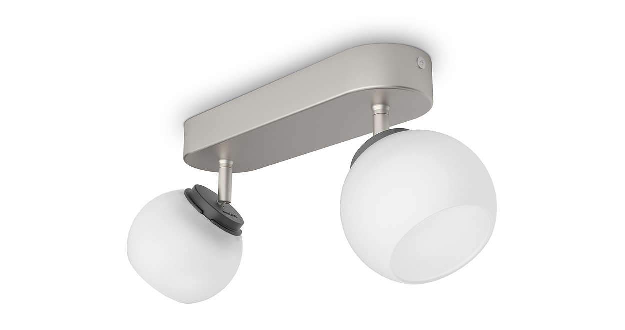 Philips myLiving Balla LED Spot Bar/Tube Light - 2 x 4W Integrated LED, 230V, Nickel Finish - Perfect for Kitchen, Bathroom & Office Lighting
