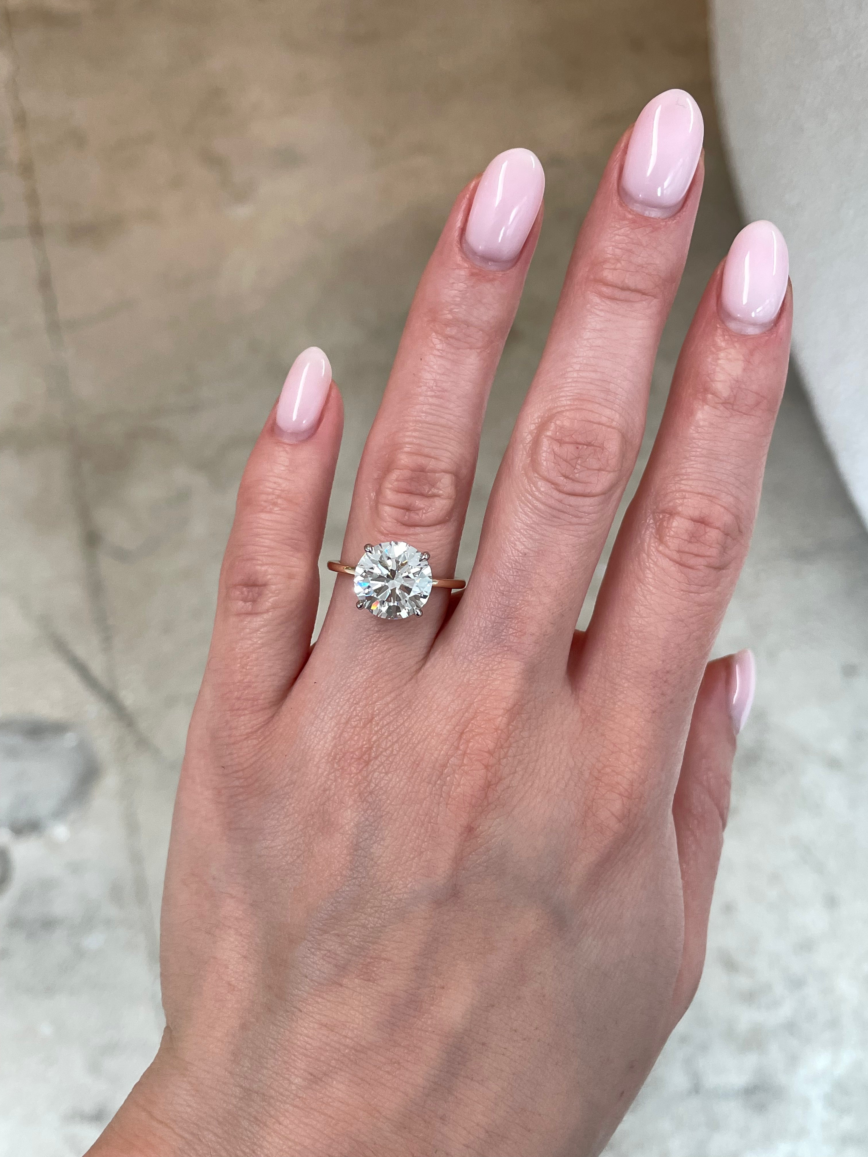 4.53 Carat Lab Grown Diamond Round Cut Whisper Thin® Hidden Halo Engagement Ring - Perfect for Proposals, Weddings & Anniversary Gifts