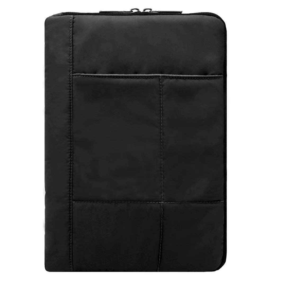 Quilted Plush Tablet Case 9-11.25 Inch - Protective Sleeve for Alcatel, Kindle Fire, Nook, Ematic & Fujitsu Stylistic Tablets (Black) - Perfect for Travel, Office & School Use