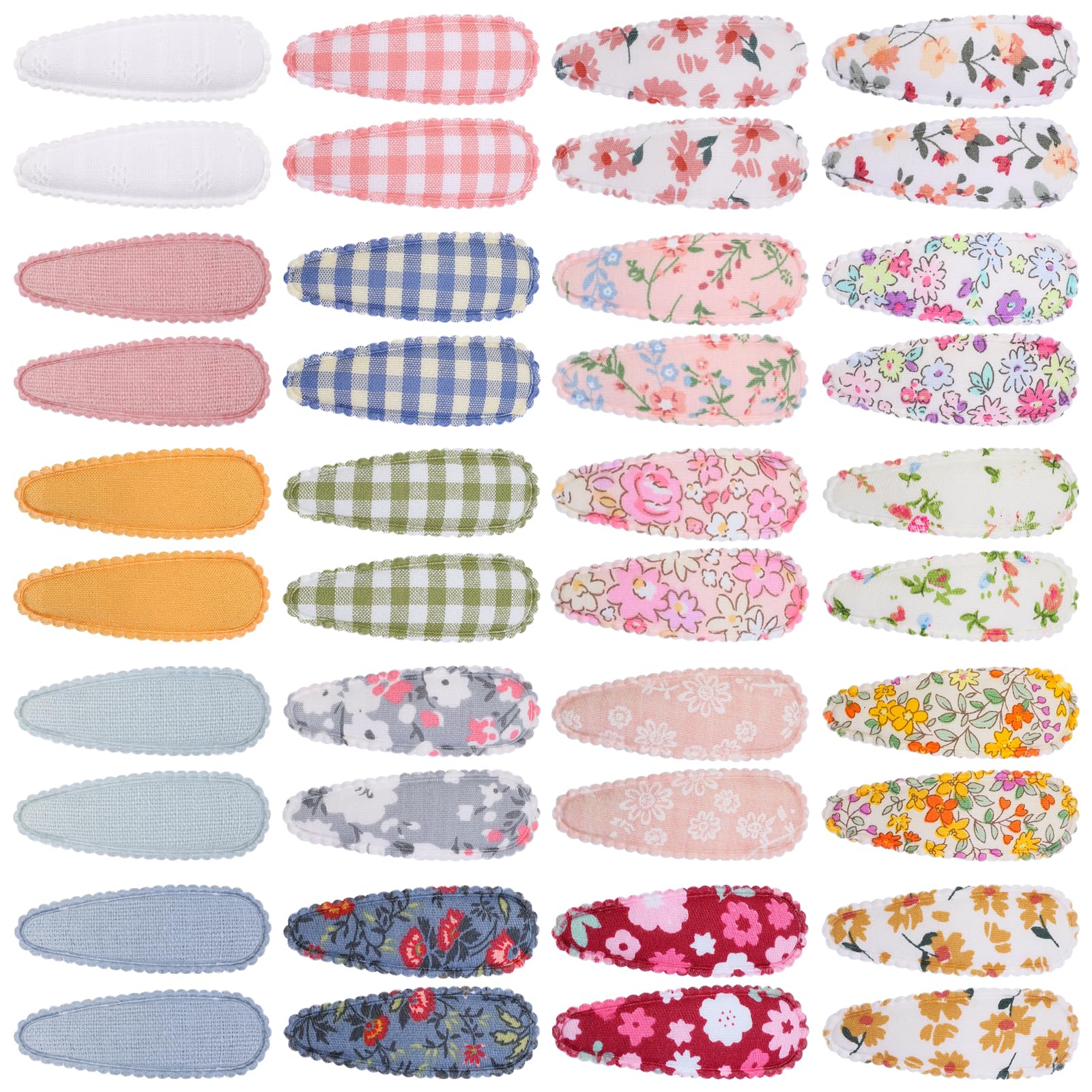Choicbaby 40 Pcs Floral Hair Clips for Toddler Girls - Non-Slip Snap Barrettes for Kids (2.2 Inch) - Perfect for School, Parties & Daily Hair Accessories