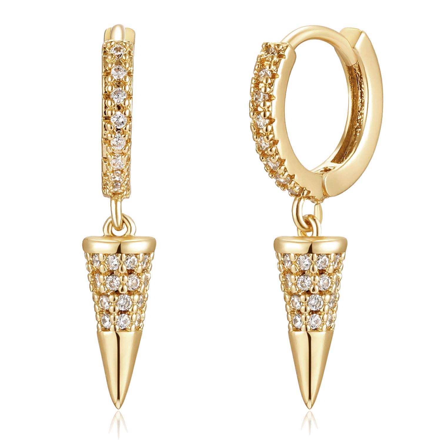 FETTERO Gold Plated Hoop Dangle Earrings for Women - Lightweight Drop Huggie Hoops, Hypoallergenic & Dainty Jewelry | Perfect for Parties, Weddings & Everyday Wear