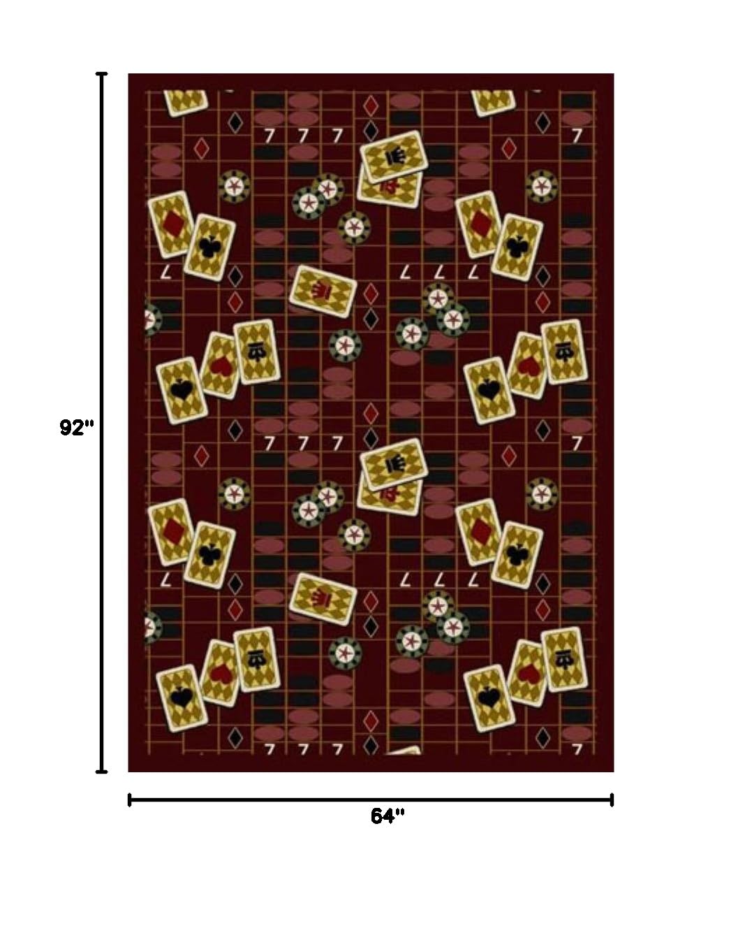 Joy Carpets Games People Play Feeling Lucky Gaming Area Rug - Burgundy Red Kids Room Decor & Game Night Floor Mat for Living Room, Bedroom, Playroom