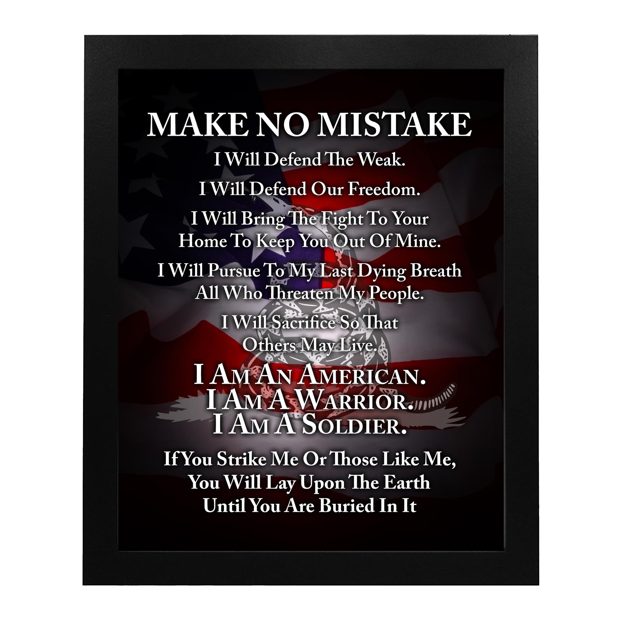 Patriotic Wall Art Poster - 'I Am A Soldier' Motivational American Flag Decor for Home, Bedroom & Boys Room - Perfect for 4th of July & Military Appreciation - Unframed 8x10 Inches - Ideal for Living Room, Office & Military Themed Spaces