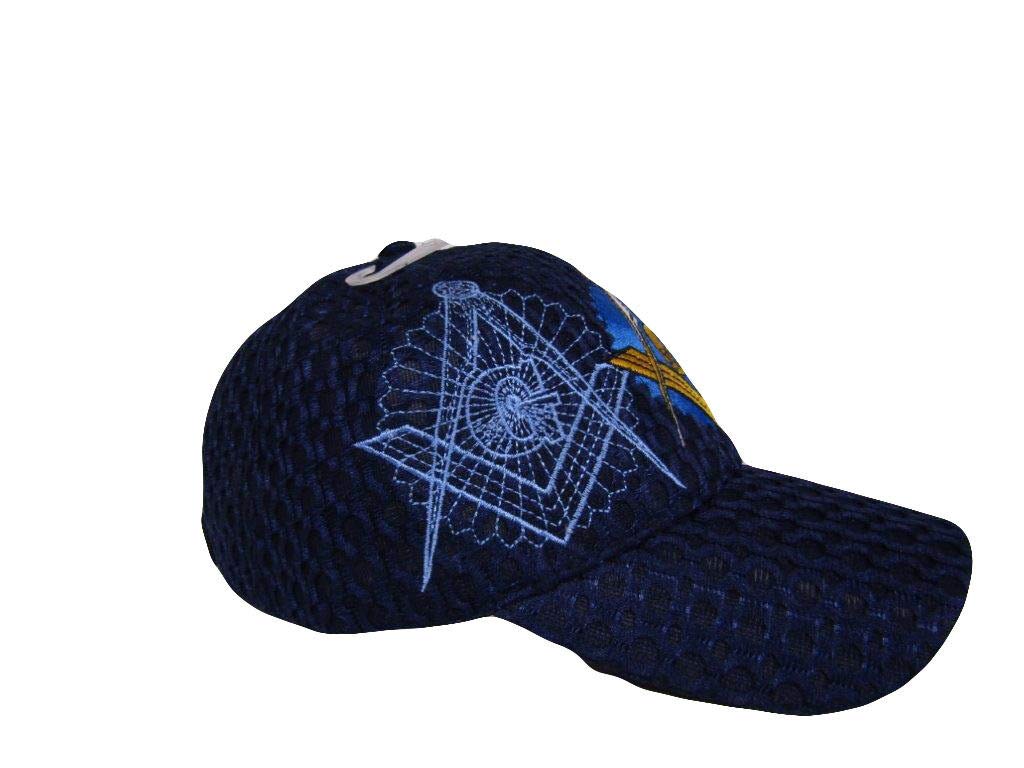 Freemason Masonic Navy Blue Shadow Mesh Cap - Adjustable Baseball Hat for Brotherhood Events & Outdoor Activities