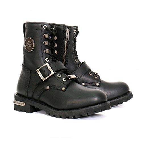 Hot Leathers BTL1001 Women's 7-Inch Tall Logger Leather Boots with Buckle - Size 11 | Durable & Stylish Work Boots for Hiking, Outdoor Adventures & Casual Wear