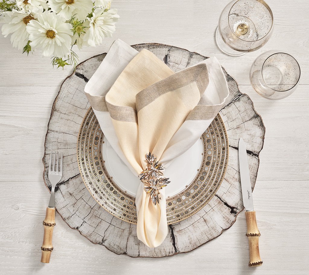 Birch Wood Placemats Set of 4 - Ivory & Natural Color Round Table Mats for Dining, Kitchen, Party Decor - Eco-Friendly Home Tableware for Everyday Use & Special Occasions