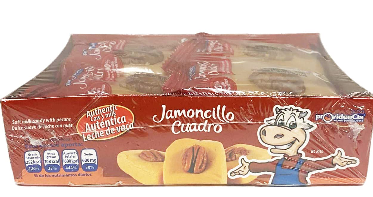 Soft Milk Candy with Pecans - Jamoncillo Cuadrado 8 Pieces (1lb 4.3oz) - Perfect for Gifts, Parties & Mexican Dessert Platters