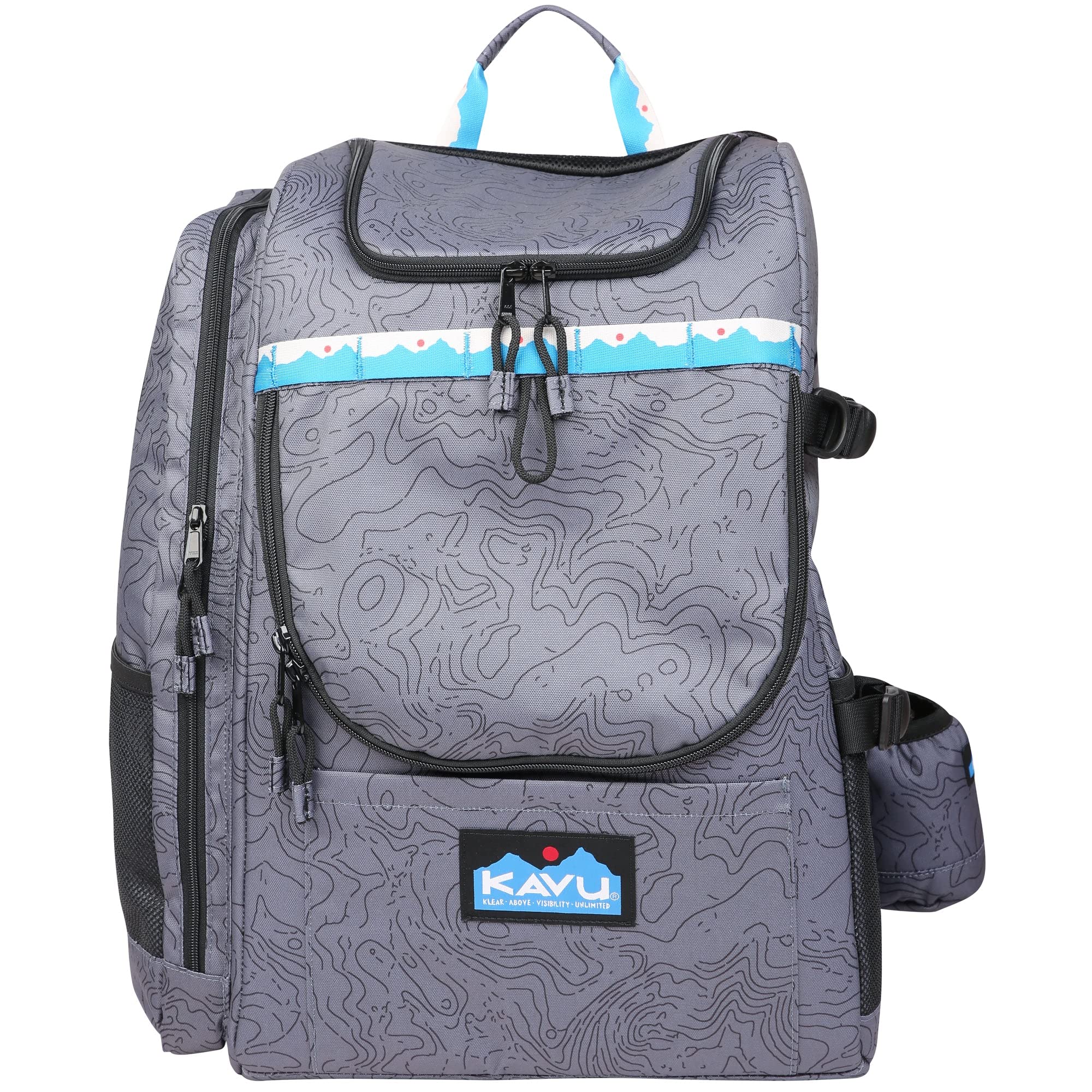 KAVU Pacific Rimshot Deluxe Disc Golf Backpack with Drink Holder - Durable & Water-Resistant Topo Design for Ultimate Frisbee Players | Perfect for Tournaments, Practice & Outdoor Adventures