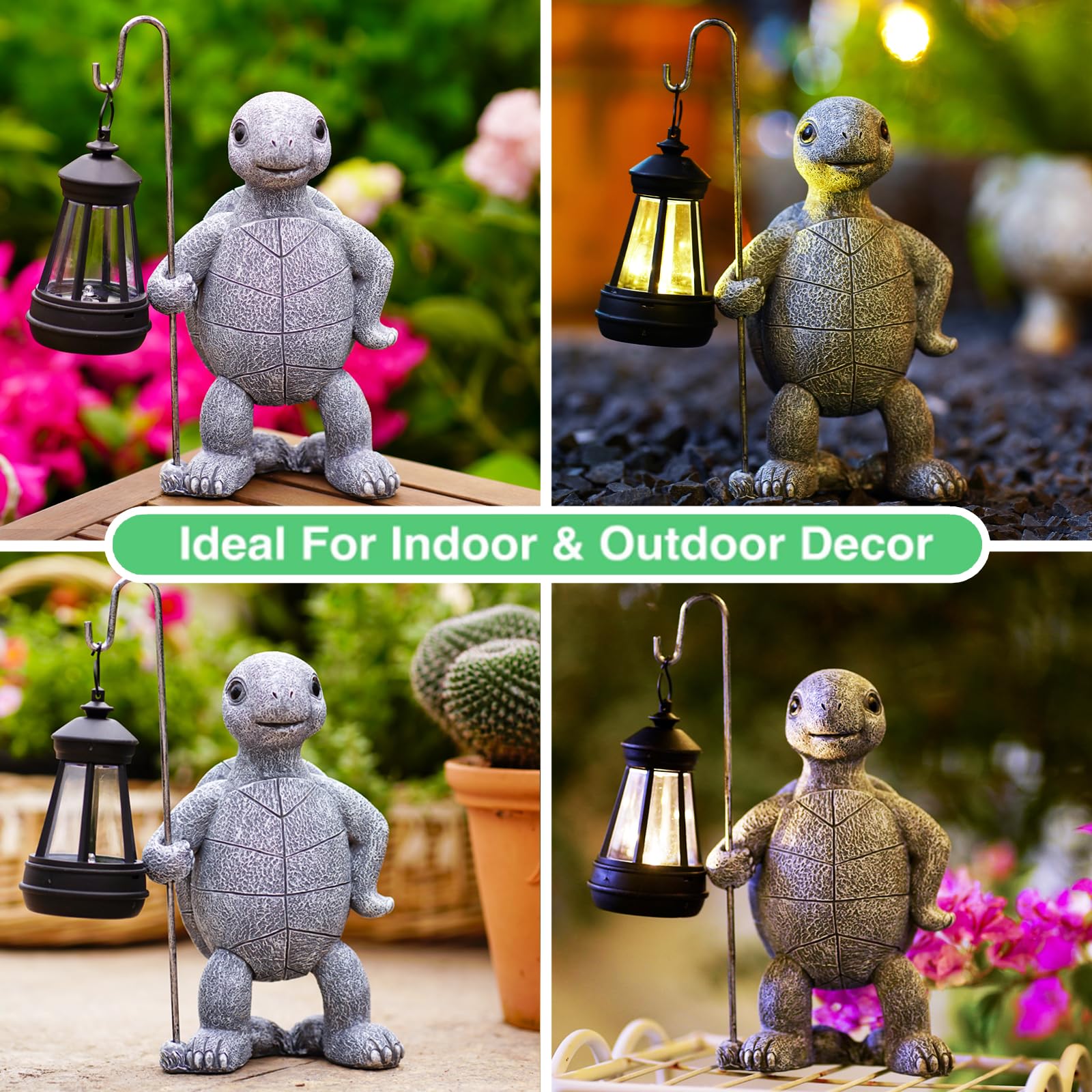 Solar-Powered Turtle Garden Statue with LED Lantern - Outdoor Decor for Yard, Patio, Balcony & Lawn - Unique Gardening Gift for Mom & Grandma - Perfect for Nighttime Ambience & Landscape Accents