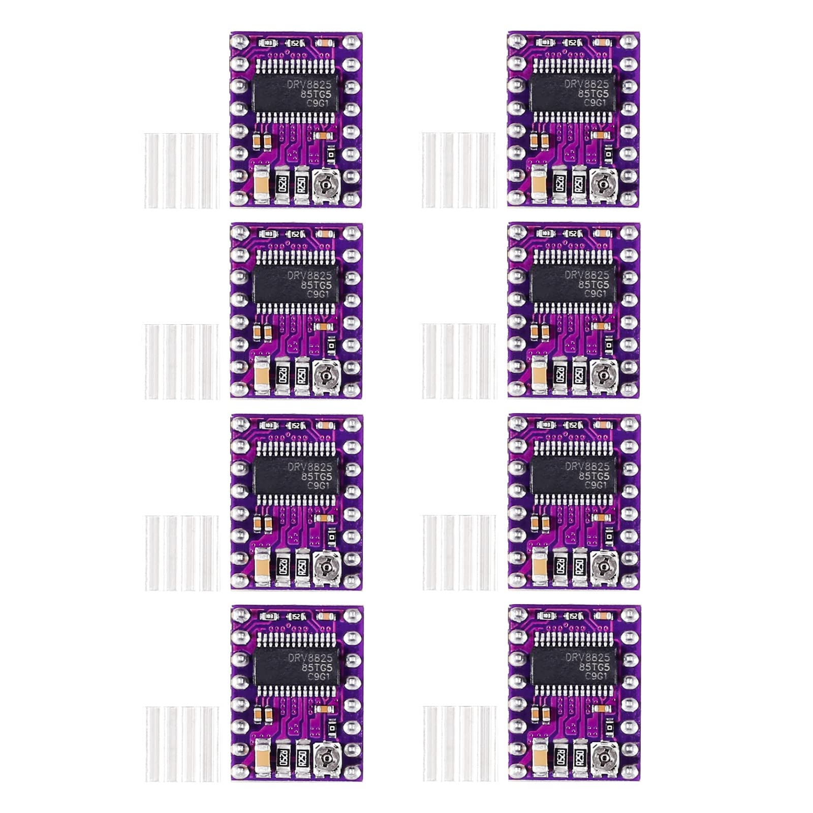 8Pcs DRV8825 Stepper Motor Driver Module with Heat Sink for 3D Printer, CNC, RepRap, RAMPS1.4 - Compatible with A4988, StepStick - Perfect for DIY Robotics and Precision Motion Control Projects