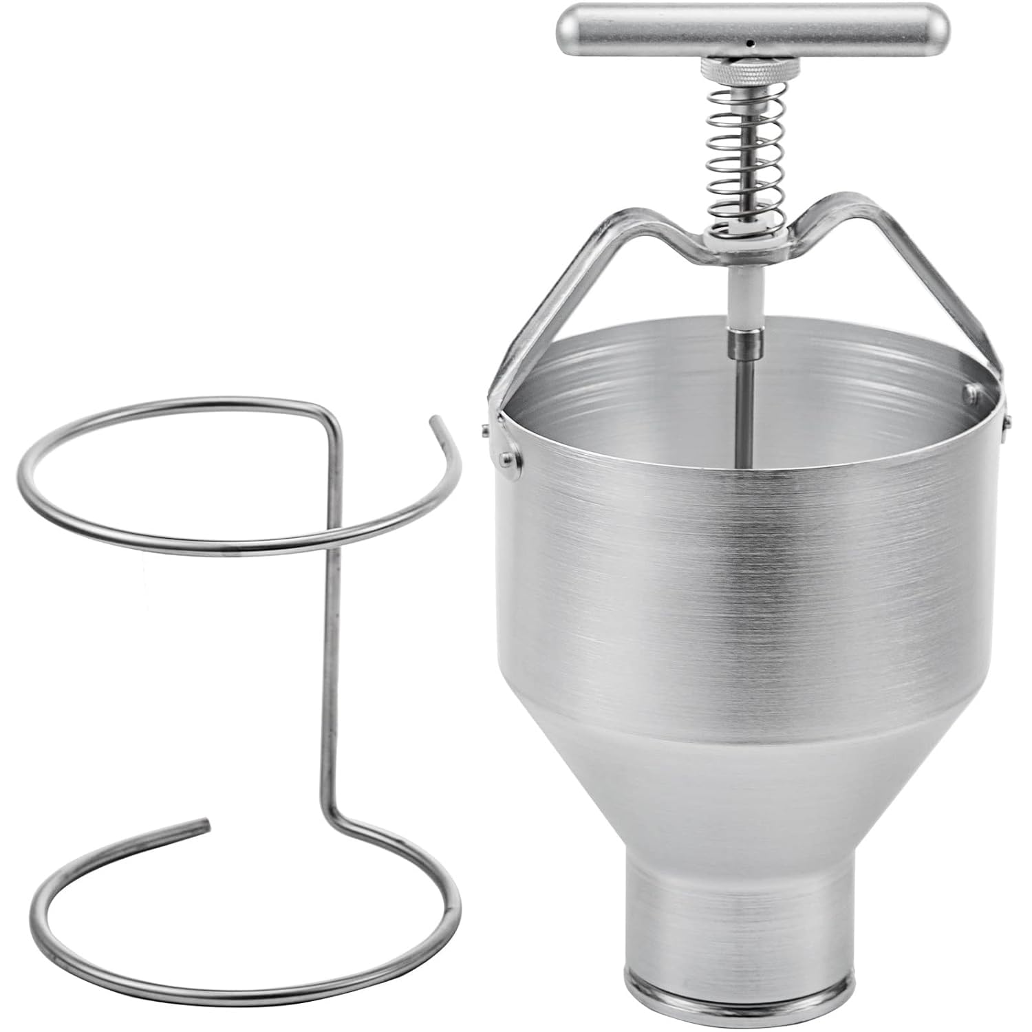 VBENLEM 5L Donut Depositor - Manual Donut Dropper Hopper with 6 Adjustable Thickness Settings, Food-Grade Aluminum Donut Batter Dispenser with Stand for Home Bakeries & Commercial Kitchens - Perfect for Making Uniform Donuts, Pancakes & Muffins