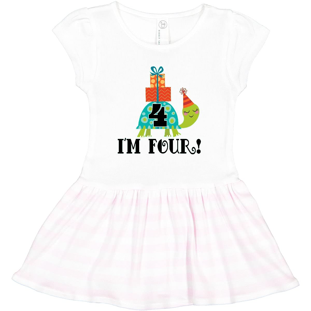 Inktastic 4th Birthday Outfit for Girls - Cute 4 Year Old Toddler Dress for Birthday Party, Photo Shoot & Special Occasions