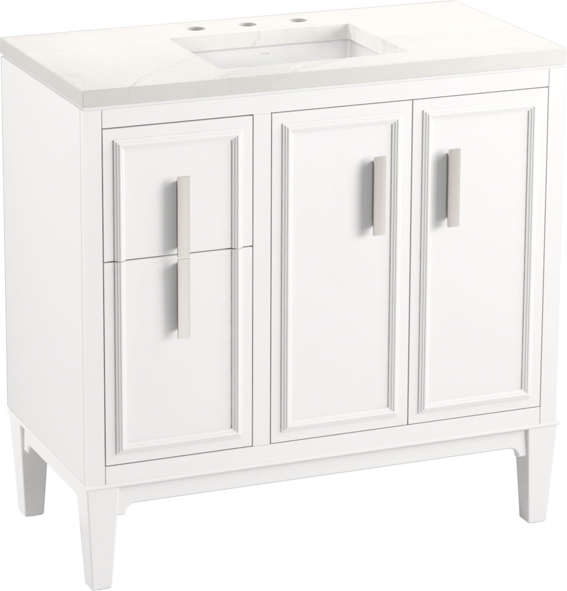KOHLER Southerk 36-inch Bathroom Vanity Set with Sink & Mirror - Modern Double Sink Vanity for Master Bathroom or Guest Bath Remodel