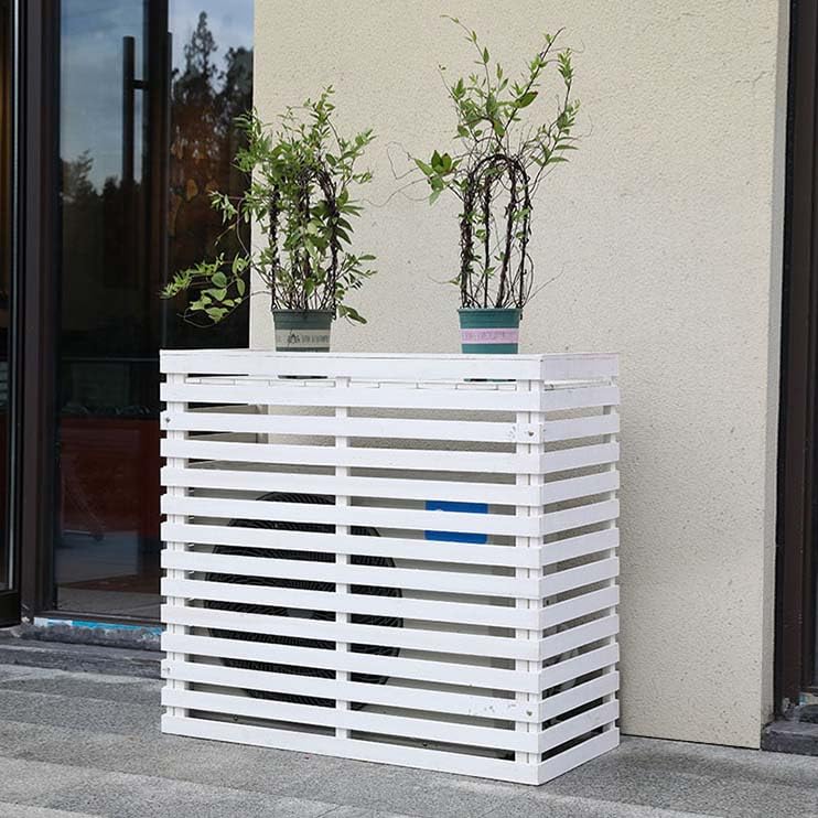 Decorative Wooden Air Conditioner Cover for Outdoor AC Units - Plant Stand with Top Cover, Noise Reduction - Perfect for Patio, Garden, and Backyard Decoration