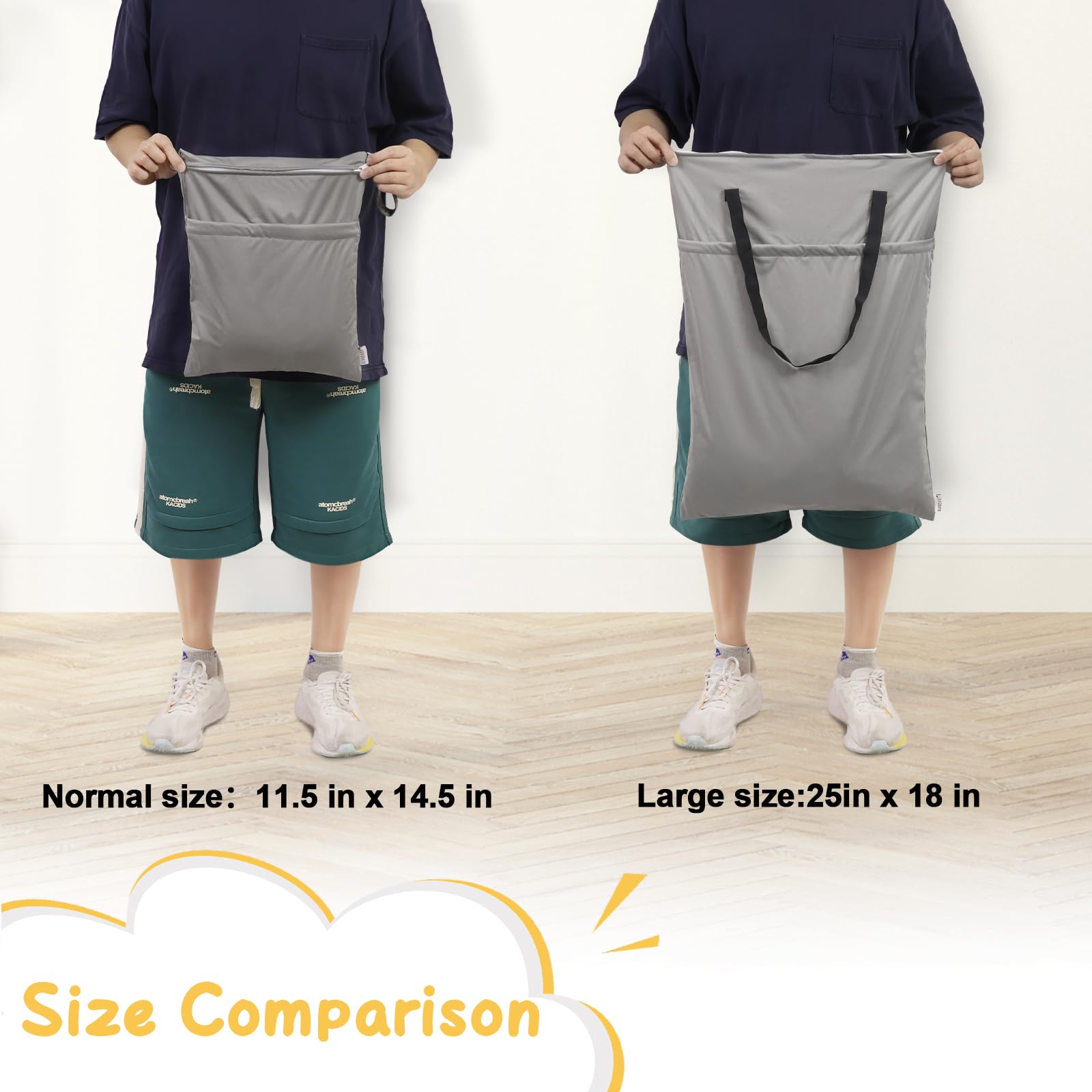 ALVABABY 2 Pack Large Wet Dry Bag - Waterproof Hanging Cloth Diaper Organizer with Double Zippered Pockets 25x18 inches (Black & Grey) - Perfect for Baby Care, Swim Gear & Travel Essentials