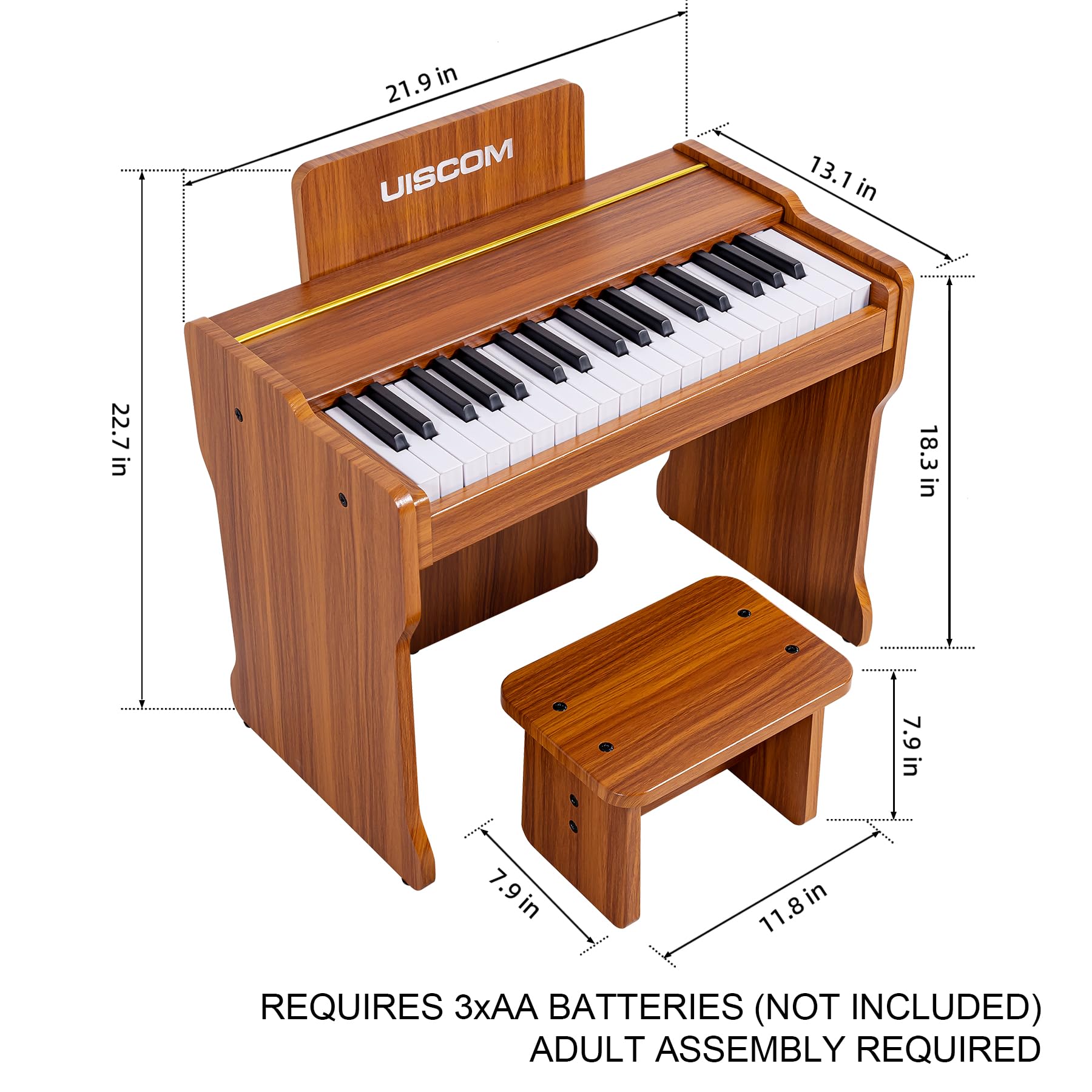 37-Key Kids Digital Piano Keyboard - Wooden Musical Toy for Toddlers Ages 3+ | Portable Mini Piano for Early Childhood Music Education & Home Play (Brown) - Perfect for Birthday Gifts, Preschool Learning & Family Entertainment