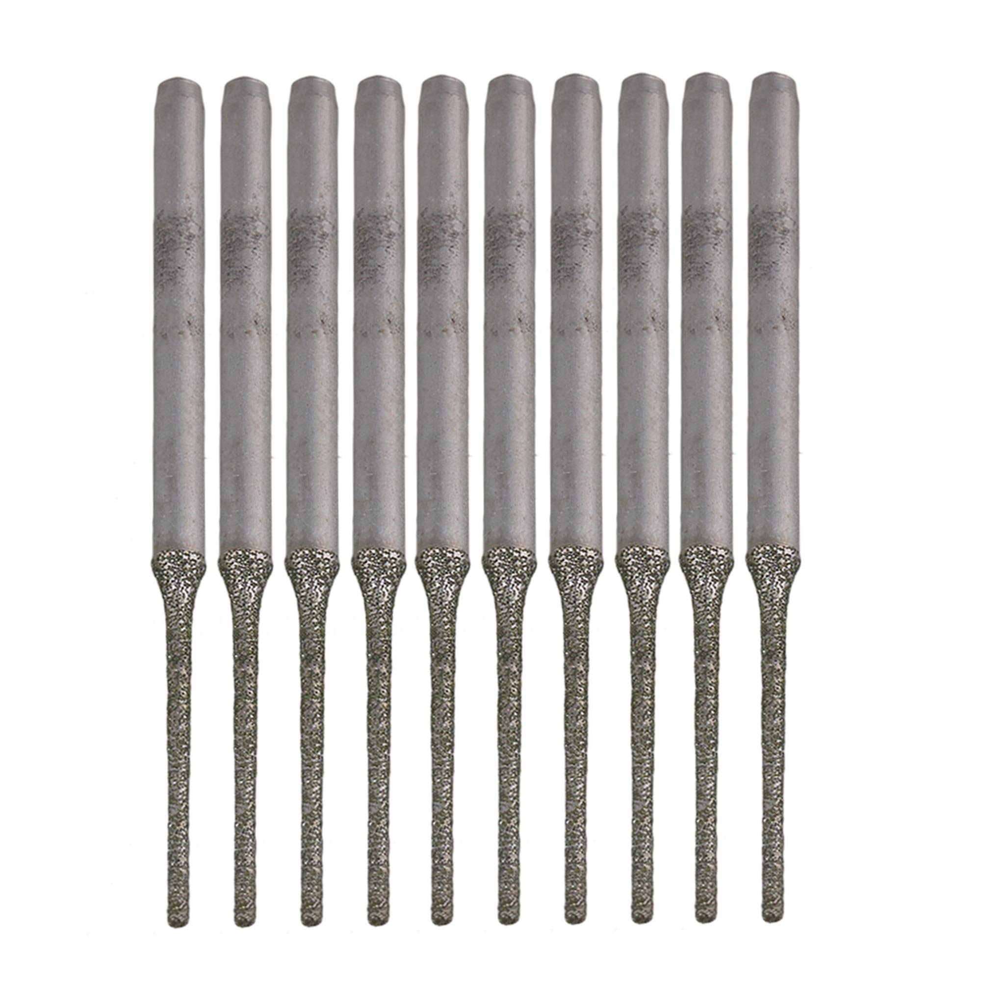 BQLZR 10-Pack 1MM Silver Coated Extended Gems Drill Bits for Jewelry Making, Bowlder Pearls & Agates - Perfect for DIY Crafting, Beading, and Stone Hole Drilling