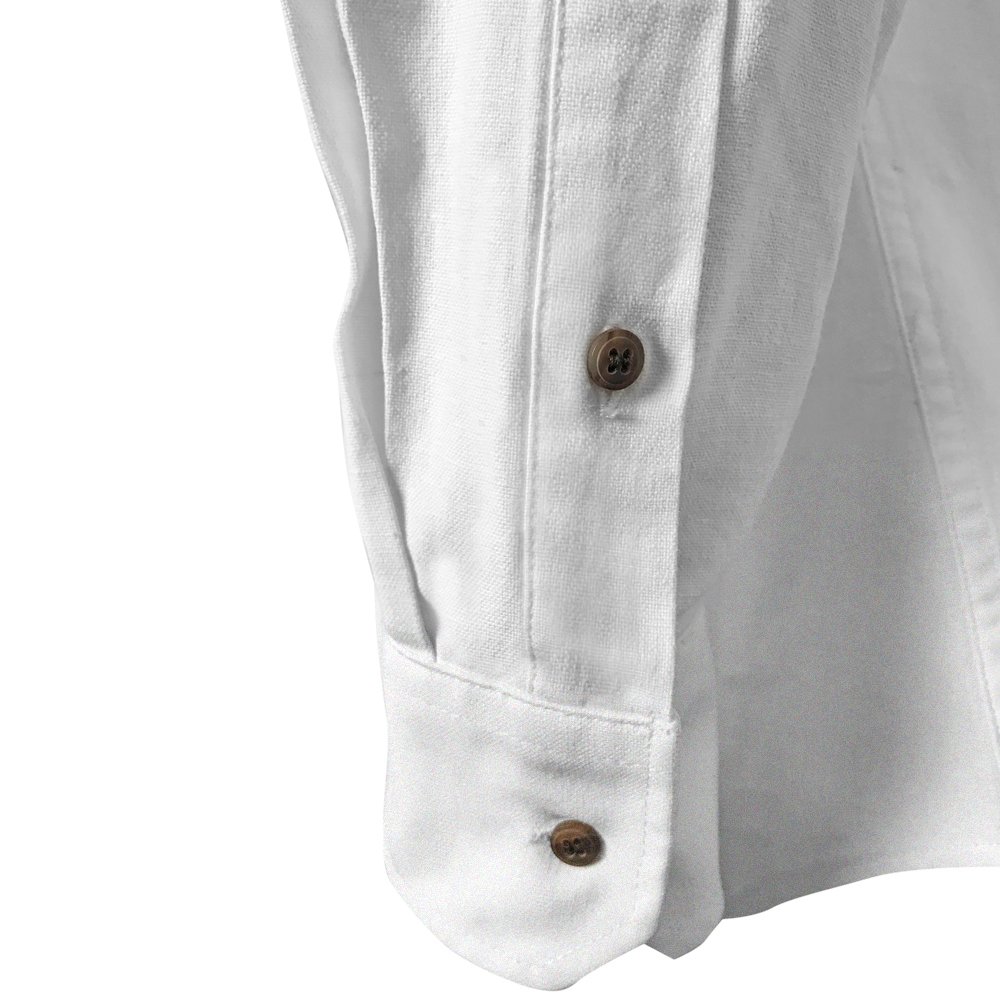 Men's Irish Grandfather Cotton Linen Long Sleeve Button Down Banded Collar Dress Shirt - Breathable Casual & Formal Wear for Office, Wedding & Special Occasions