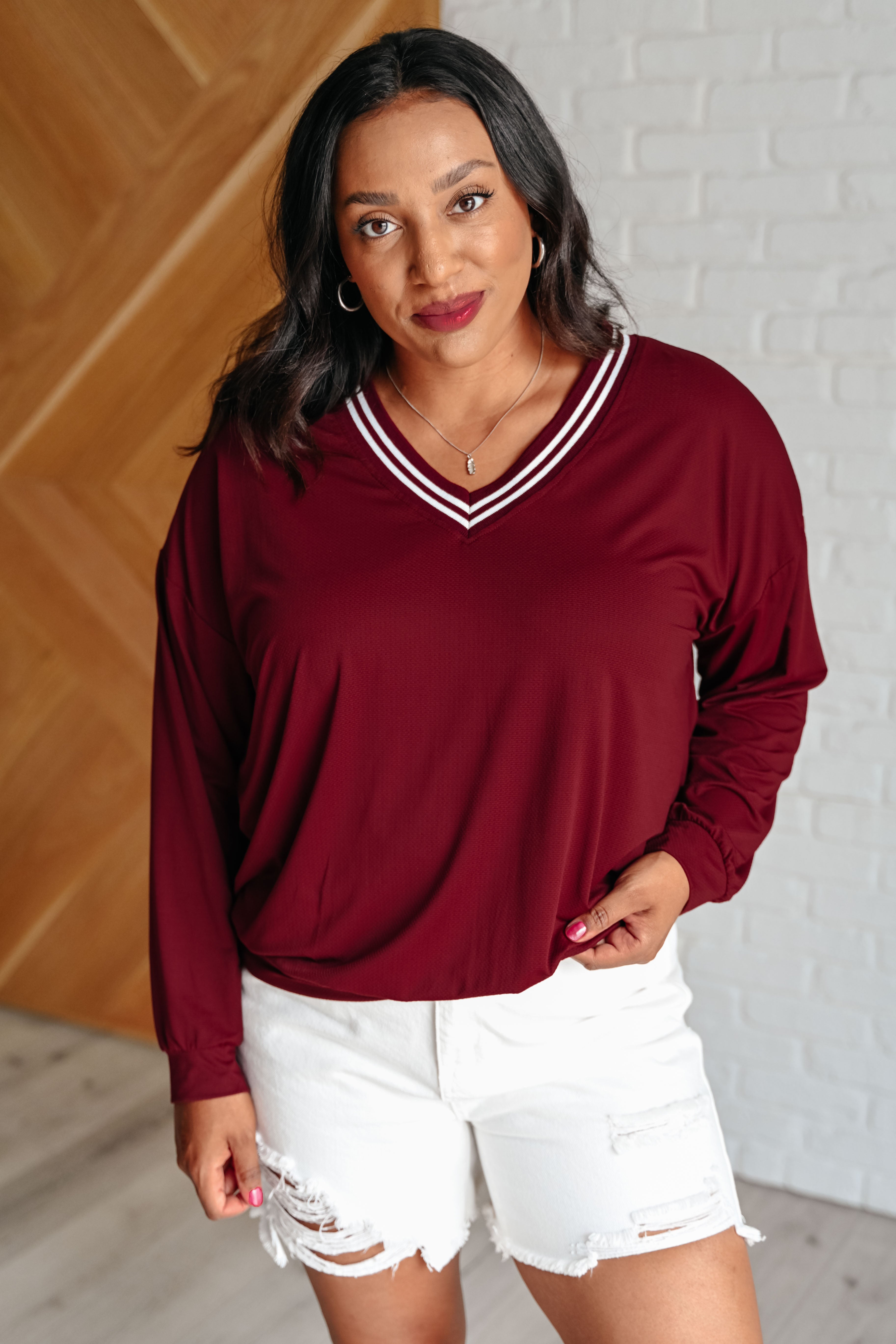 All Out Comfort V Neck Pullover Sweater for Women - Soft Red Merlot Color | Cozy Casual Wear for Fall & Winter | Perfect for Office, Dates & Weekend Outings