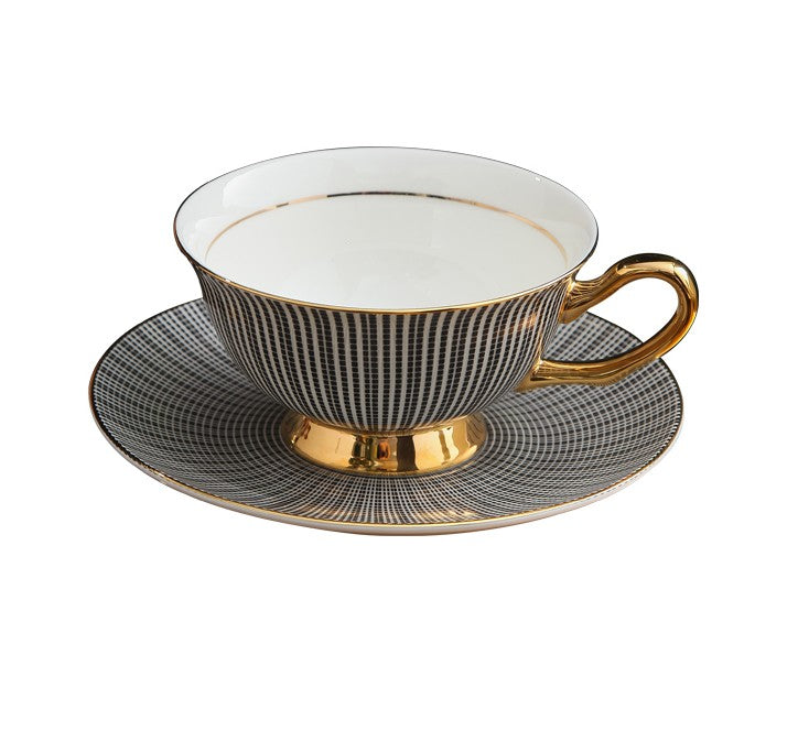 Elegant Ceramic Coffee Cups and Saucer Set - Modern Bone China Porcelain Tea Cups - British Style Tea Set for Home, Cafe & Gifts - Perfect for Afternoon Tea, Coffee Breaks & Elegant Dining