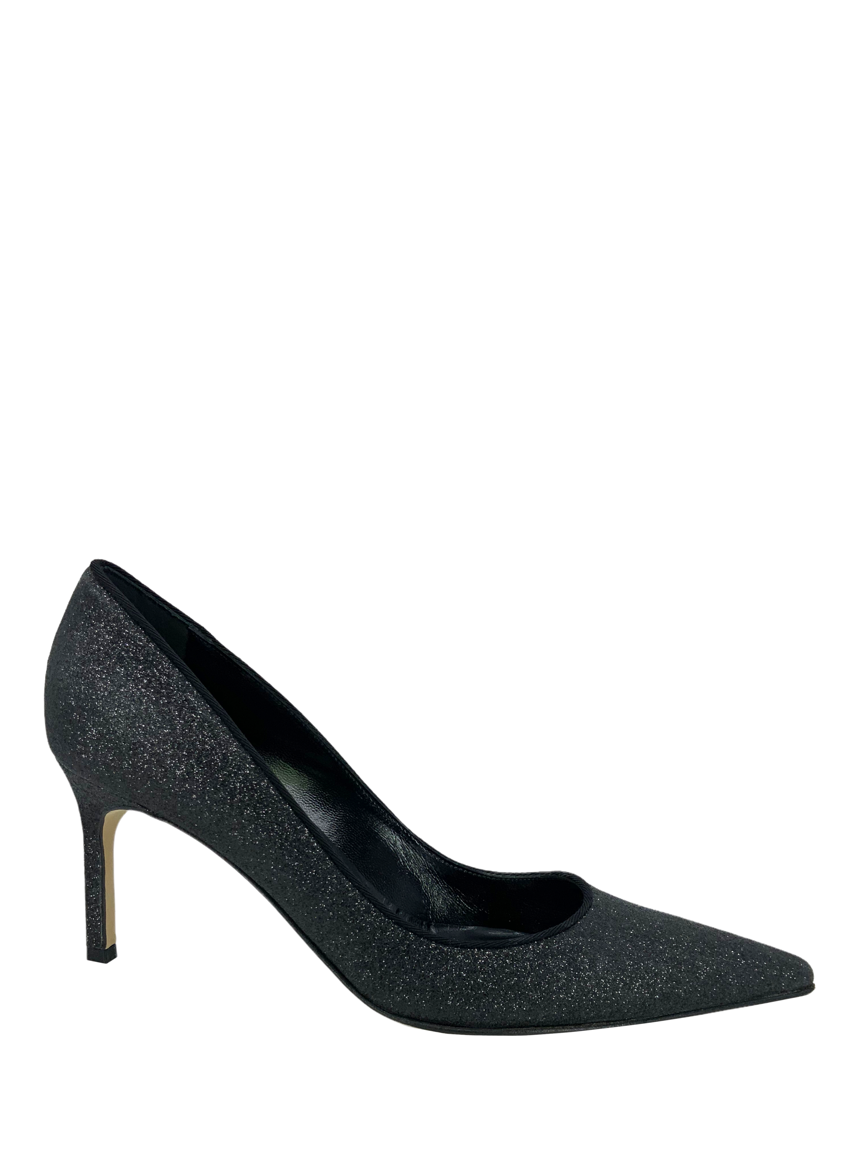 Manolo Blahnik Glitter Pointed Toe High Heel Pumps Women's Size 6 - Perfect for Evening Parties, Weddings & Special Occasions