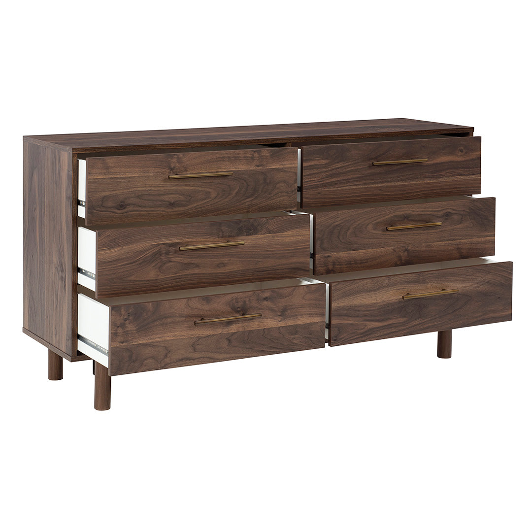 Calverson Dresser - Modern 6-Drawer Chest for Bedroom Storage | Solid Wood Dresser with Smooth Gliding Drawers | Perfect for Bedroom, Closet & Nursery Organization