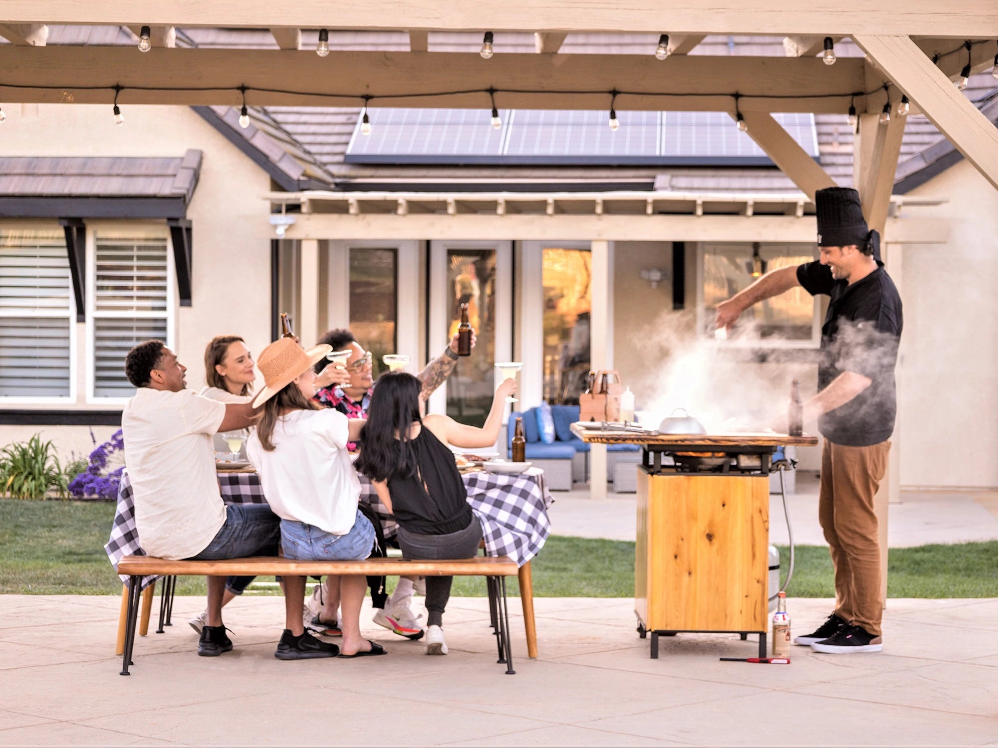 Premium Mahogany Backyard Hibachi Grill – Portable Japanese BBQ Grill for Outdoor Cooking, Camping & Garden Parties