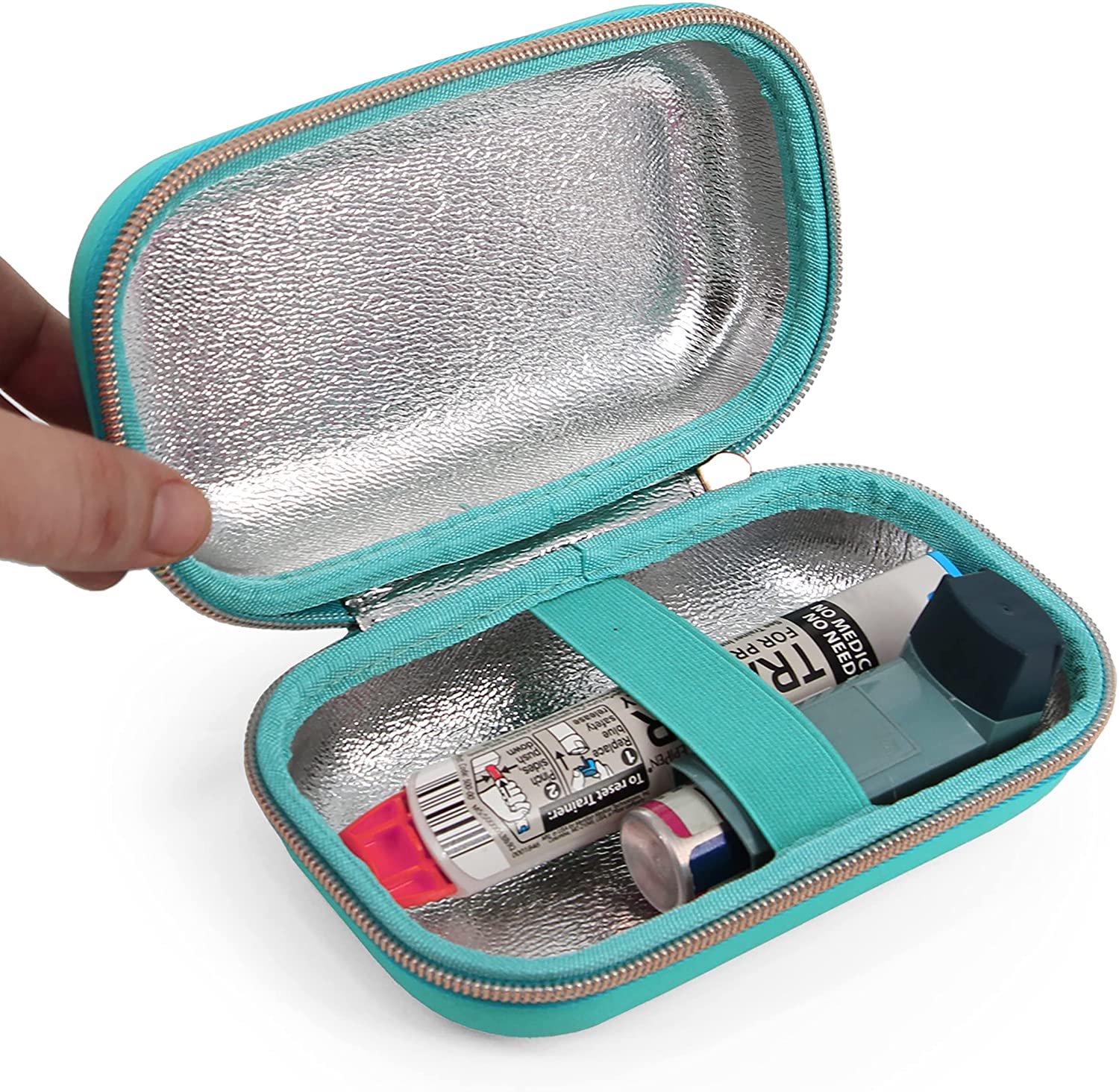 CASEMATIX Turquoise Inhaler Case - Compact Travel Organizer for Asthma & Allergy Essentials - Perfect for Airplane, Gym & Daily Use