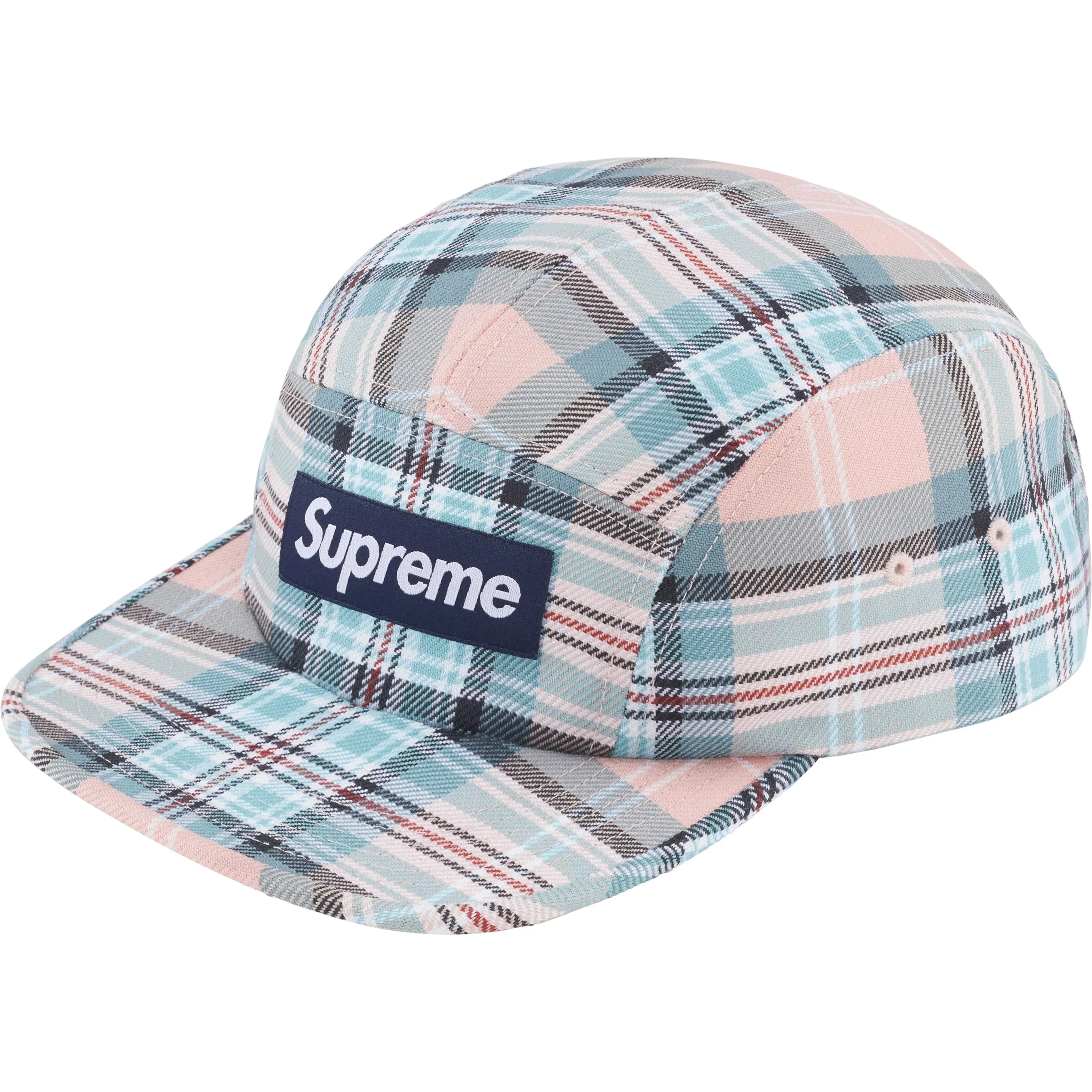 Supreme Lochcarron Camp Cap - Rose Flaid Checkered Snapback Hat for Men & Women - Perfect for Streetwear, Casual Outfits, and Outdoor Adventures