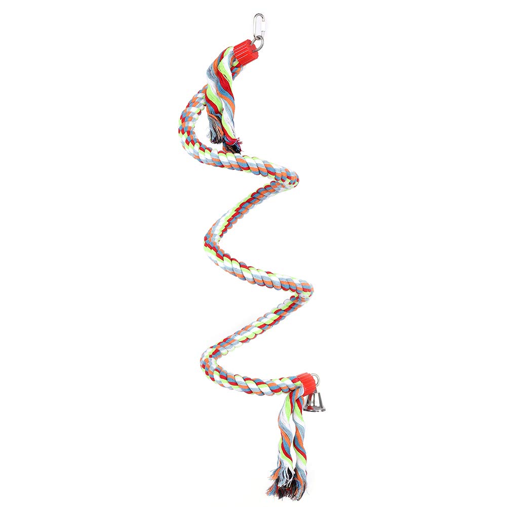 GLOGLOW Parrot Swing Climbing Rope Toy - Colorful Spiral Hanging Chew Toy with Bell for Birds | Small, Medium & Large Parakeets, Cockatiels, Conures | Cage Accessories & Play Gym Entertainment