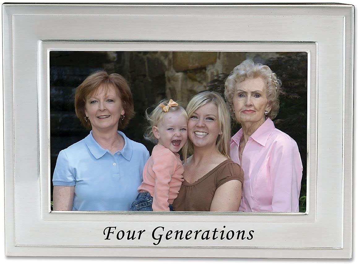 Lawrence Frames Sentiments Collection - Brushed Silver Metal 4x6 Picture Frame for Four Generations - Perfect for Family Photos, Wall Decor & Gift Giving