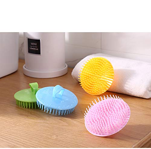 Hair Scalp Massager Brush for Dandruff Removal & Shampooing - 4 Pack (Blue, Green, Yellow, Pink) - Gentle Scalp Cleanser & Relaxing Head Massager for Shower & Home Hair Care