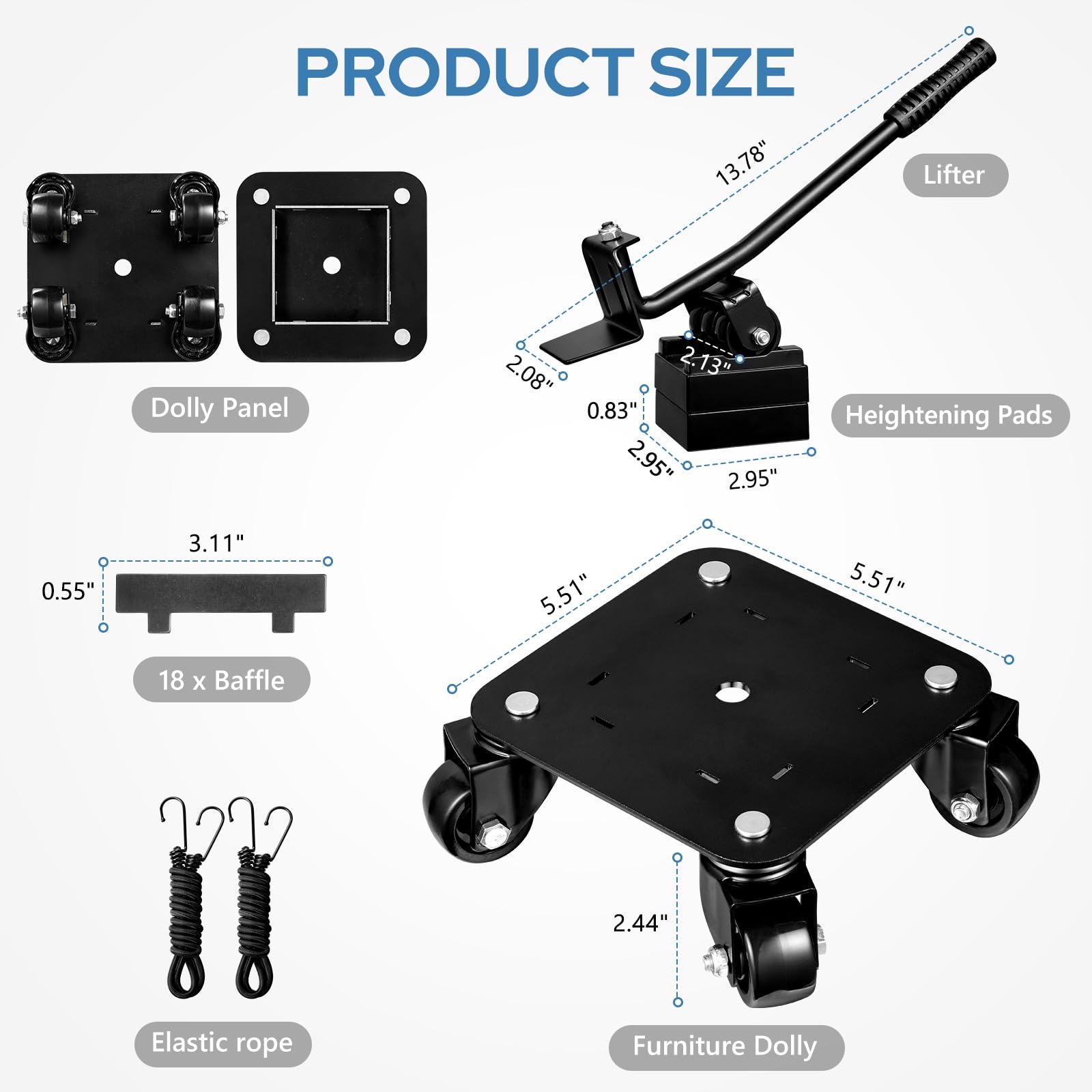 KEDSUM Heavy Duty Furniture Dolly with 4 Wheels - 1500LBS Capacity Moving Tool for Appliances, Refrigerators, Sofas & Pianos | Perfect for Home Moving, Warehouse Relocation & Office Furniture Rearranging