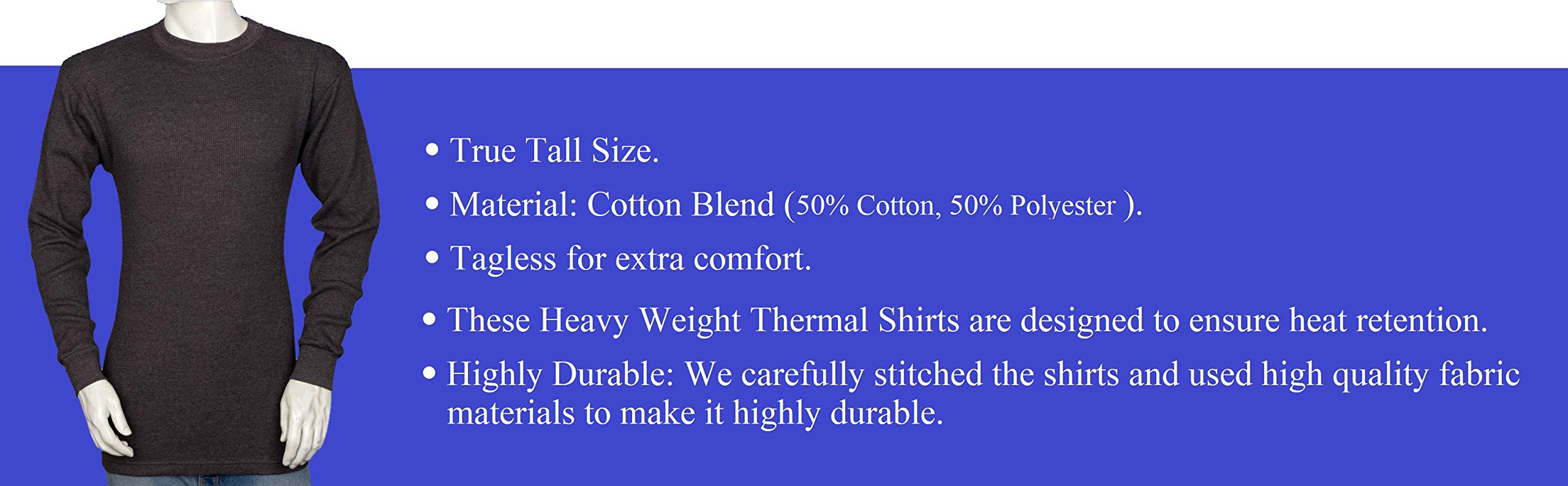 Men's Heavyweight Thermal Shirt for Big & Tall - Warm Winter Base Layer for Outdoor Activities, Hunting & Camping - TCLS