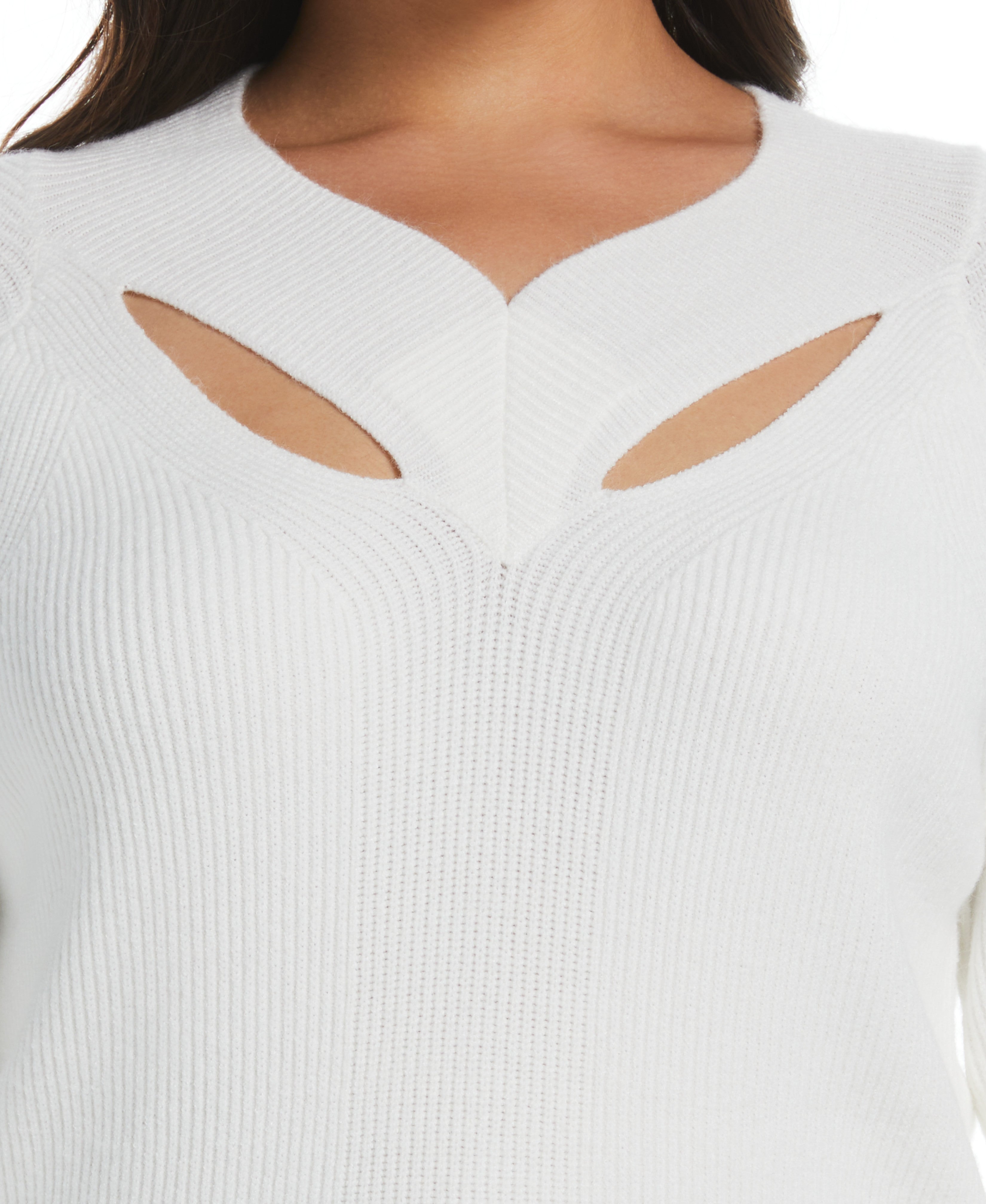 Plus Size Women's Cutout Neck Sweater - Cozy Knit Pullover for Fall & Winter - Perfect for Office, Date Night & Casual Outings