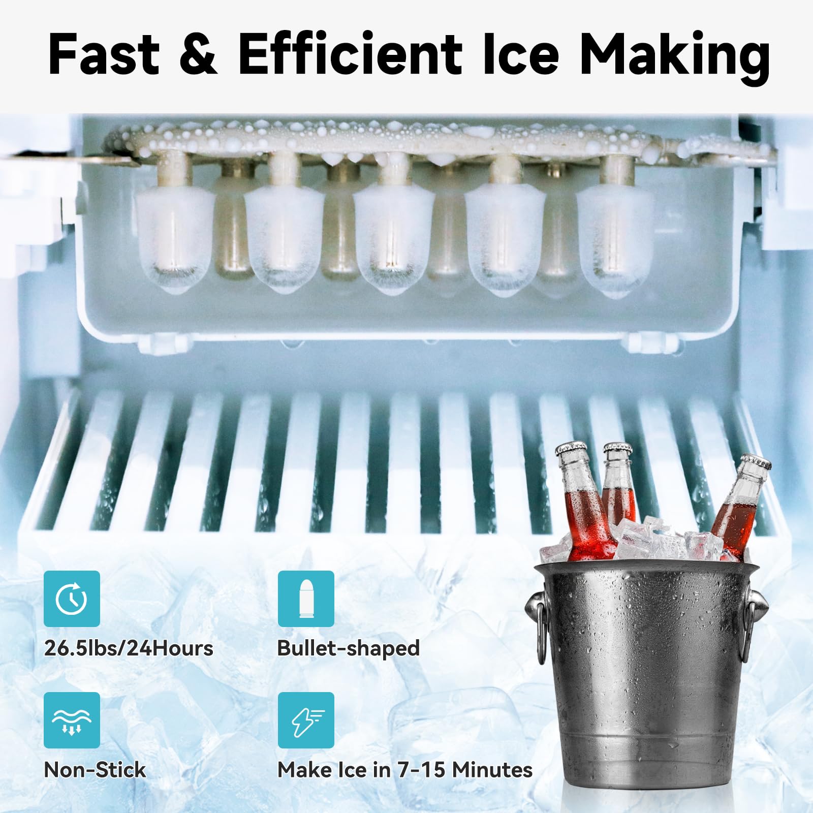 ICEPURE 3-in-1 Countertop Water Dispenser with Ice Maker - 26.5lbs/24H Bullet Ice Machine, Hot & Cold Water Cooler for 3-5 Gallon Bottles, Child Safety Lock, Black - Perfect for Home, Office, Kitchen, and Party Use