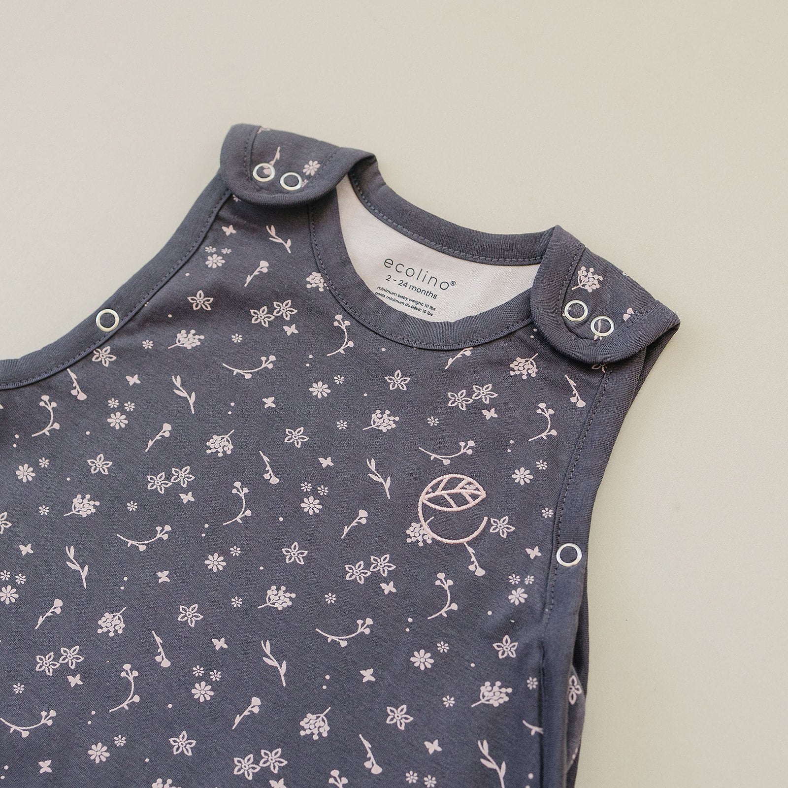 Ecolino® Adjustable Baby Sleep Sack - Organic Cotton Universal Size 2 Months to 2 Years - Small Flower Print for Safe & Comfortable Sleeping - Perfect for Nursery, Daycare & Travel