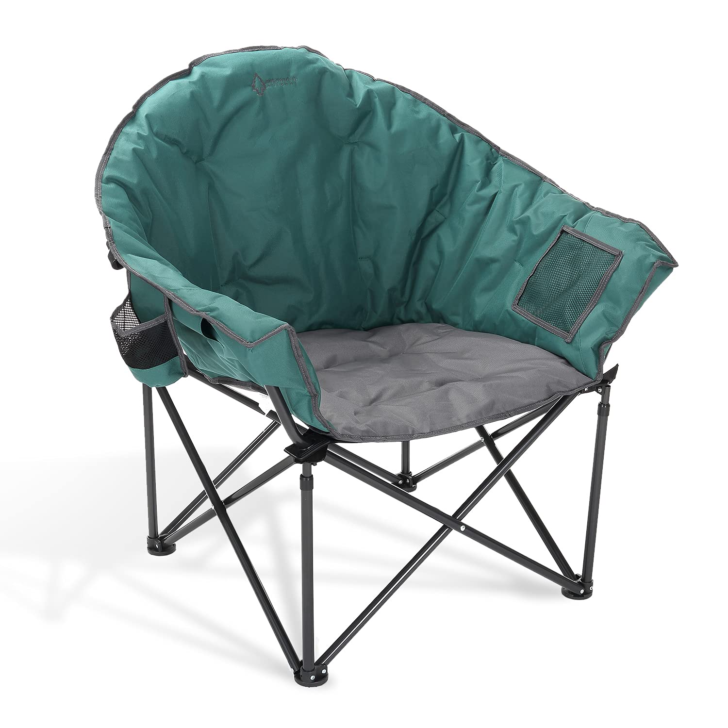 ARROWHEAD OUTDOOR Heavy-Duty Oversized Camping Chair with Cup Holder & Storage Pocket - 330lbs Capacity Portable Folding Moon Saucer Chair with Padded Seat & Carry Bag - Perfect for Beach, Backyard, Picnics & Outdoor Events - USA-Based Customer Support